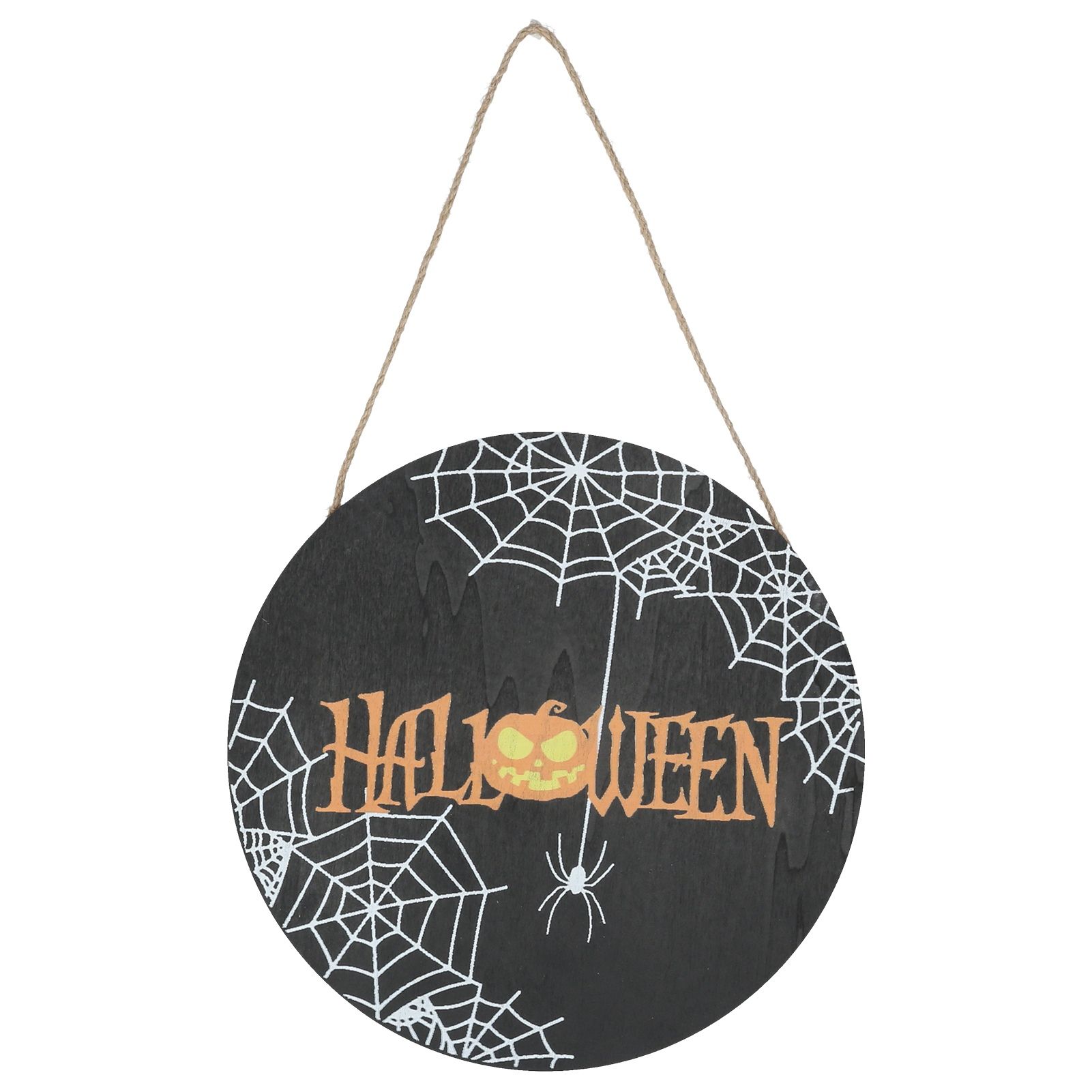 Halloween Spider Web Pattern Wooden Welcome Sign Decorative Hanging Board for view 10