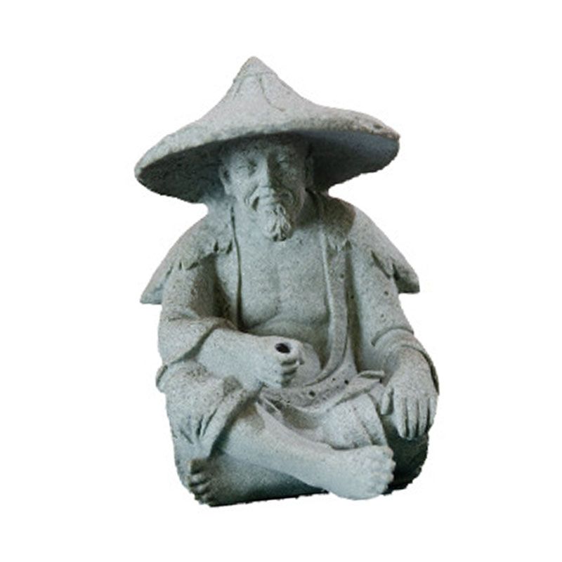 Fisherman Ornament Resin Unique Light Gray Old Man Fishing Statues for Rock view 2