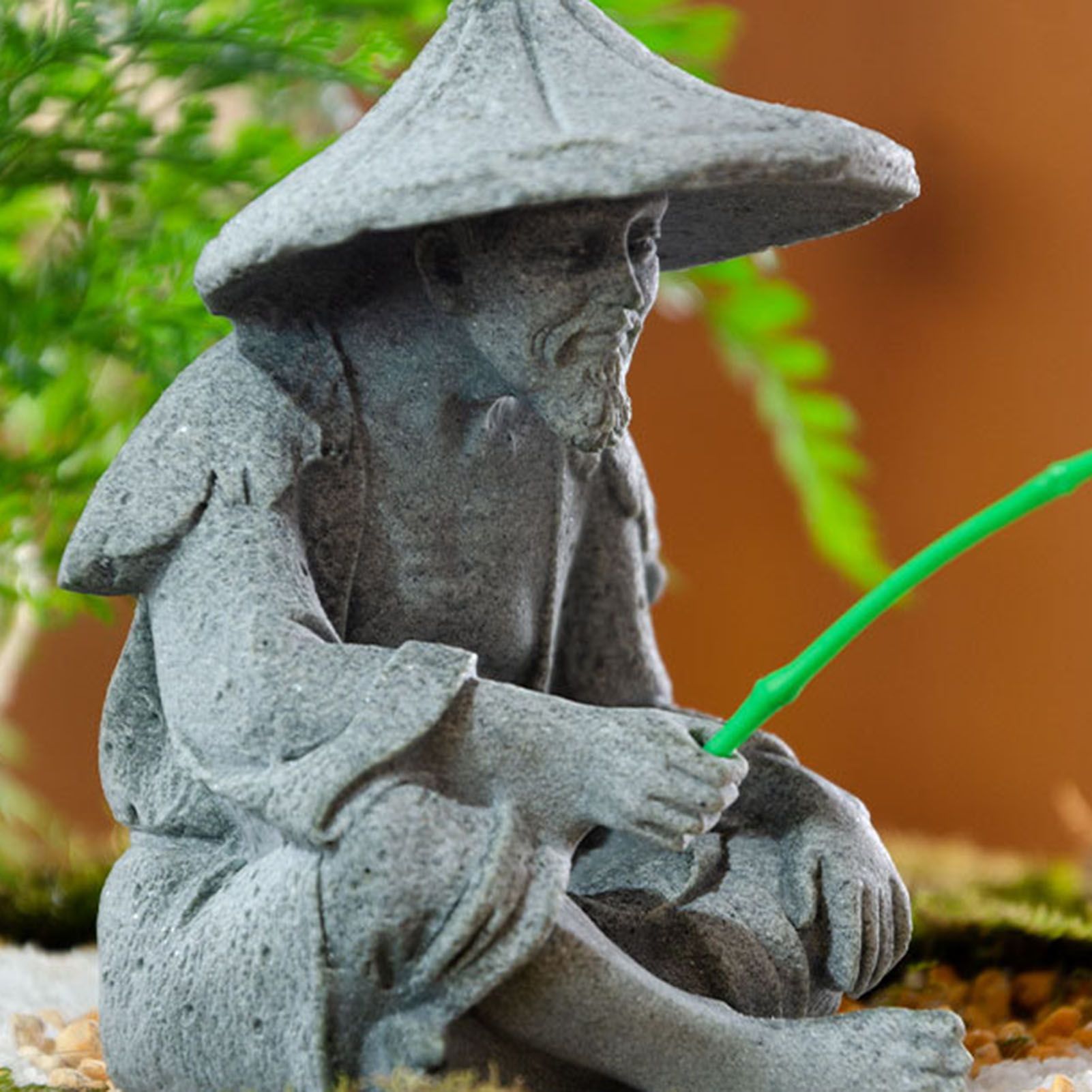 Fisherman Ornament Resin Unique Light Gray Old Man Fishing Statues for Rock view 11