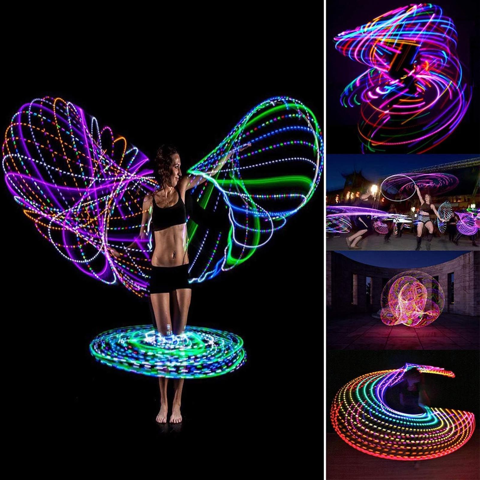 35 Inch LED Hoop RGB Auto Color Changing Dance Exercise Light Up Hoop Fitness view 11