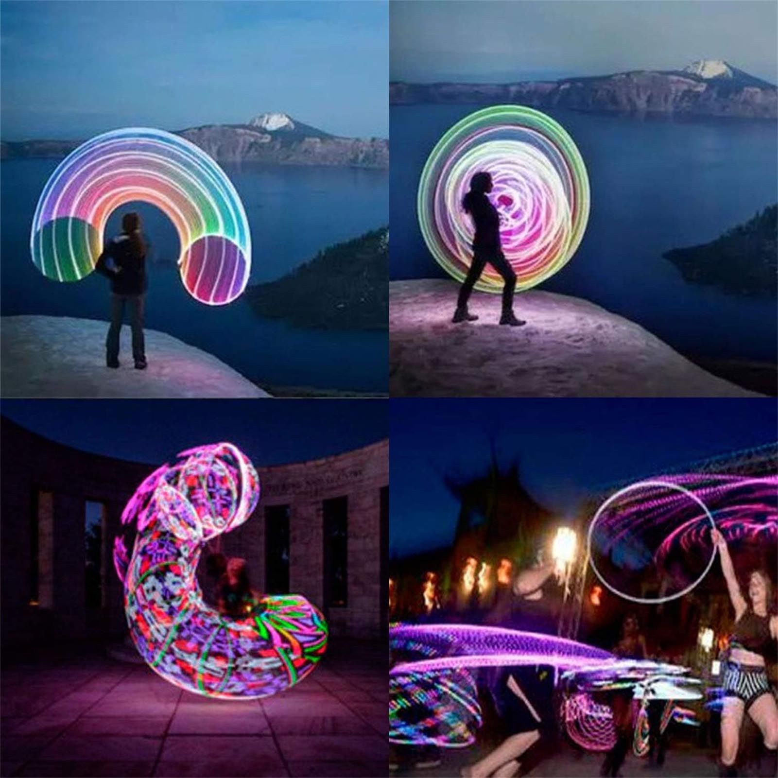 35 Inch LED Hoop RGB Auto Color Changing Dance Exercise Light Up Hoop Fitness view 12