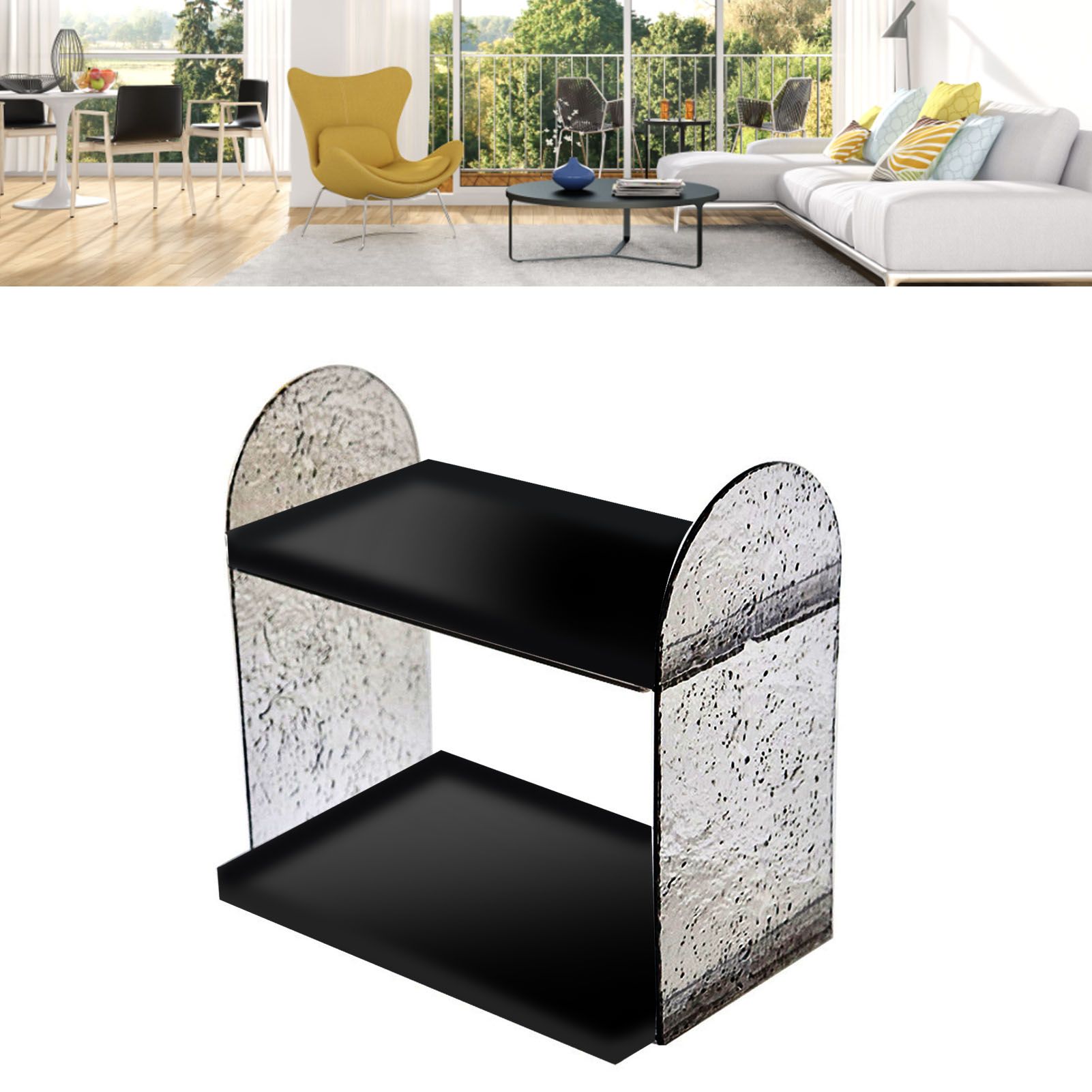 2 Tier Desk Organizer Double Layer Storage Rack Transparent Desktop Stand view 6