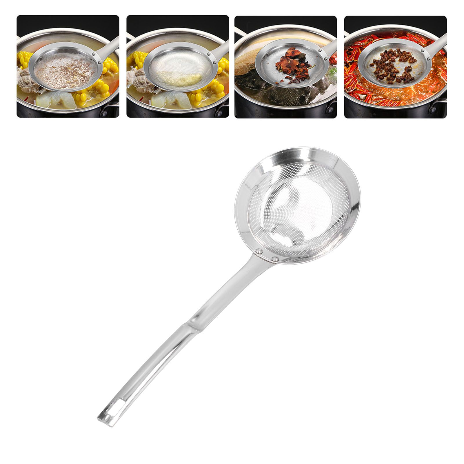 Skimmer Spoon 304 Stainless Steel Fine Mesh Residue Oil Food Strainer Kitchen Tool view 11