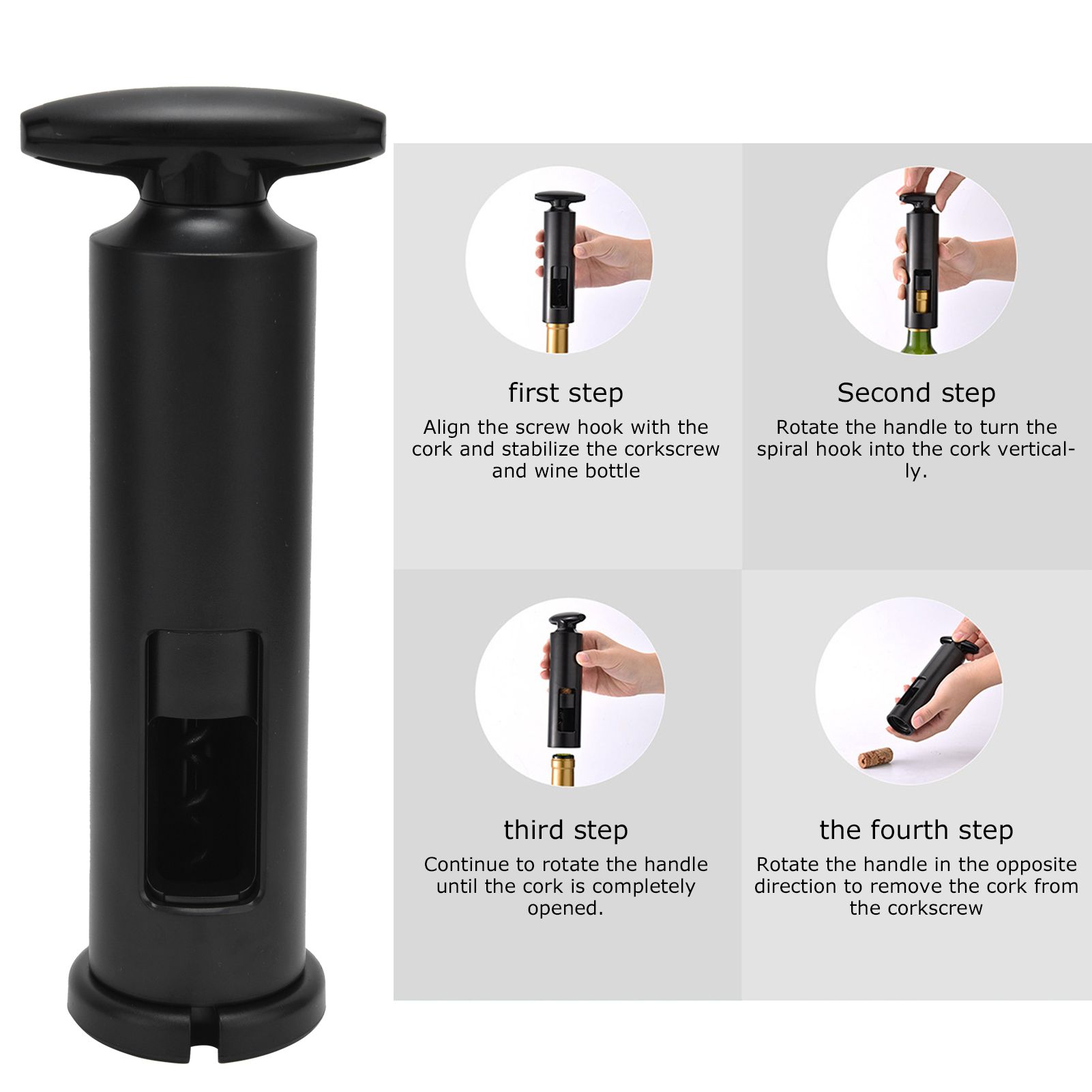 Manual Wine Bottle Opener Set T Type ABS Aluminum Foil Handheld Corkscrew for view 14