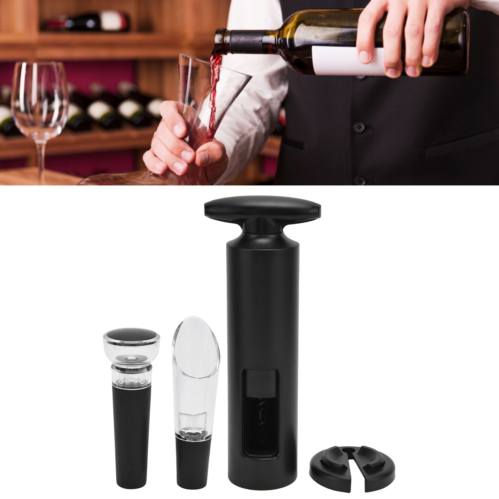 Manual Wine Bottle Opener Set T Type ABS Aluminum Foil Handheld Corkscrew for view 15