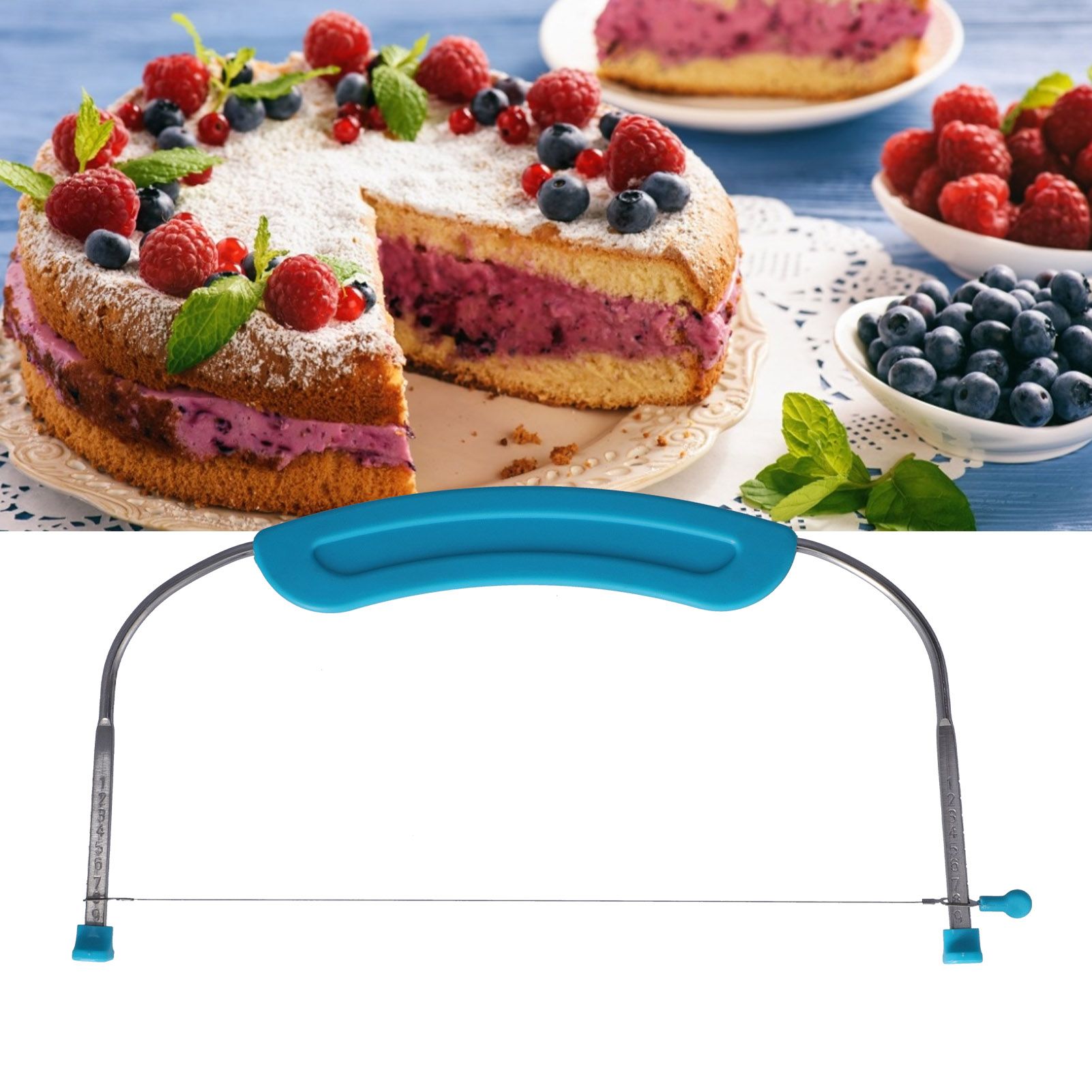 304 Stainless Steel Cake Leveler Adjustable Wire Cake Cutter with Handle and view 12