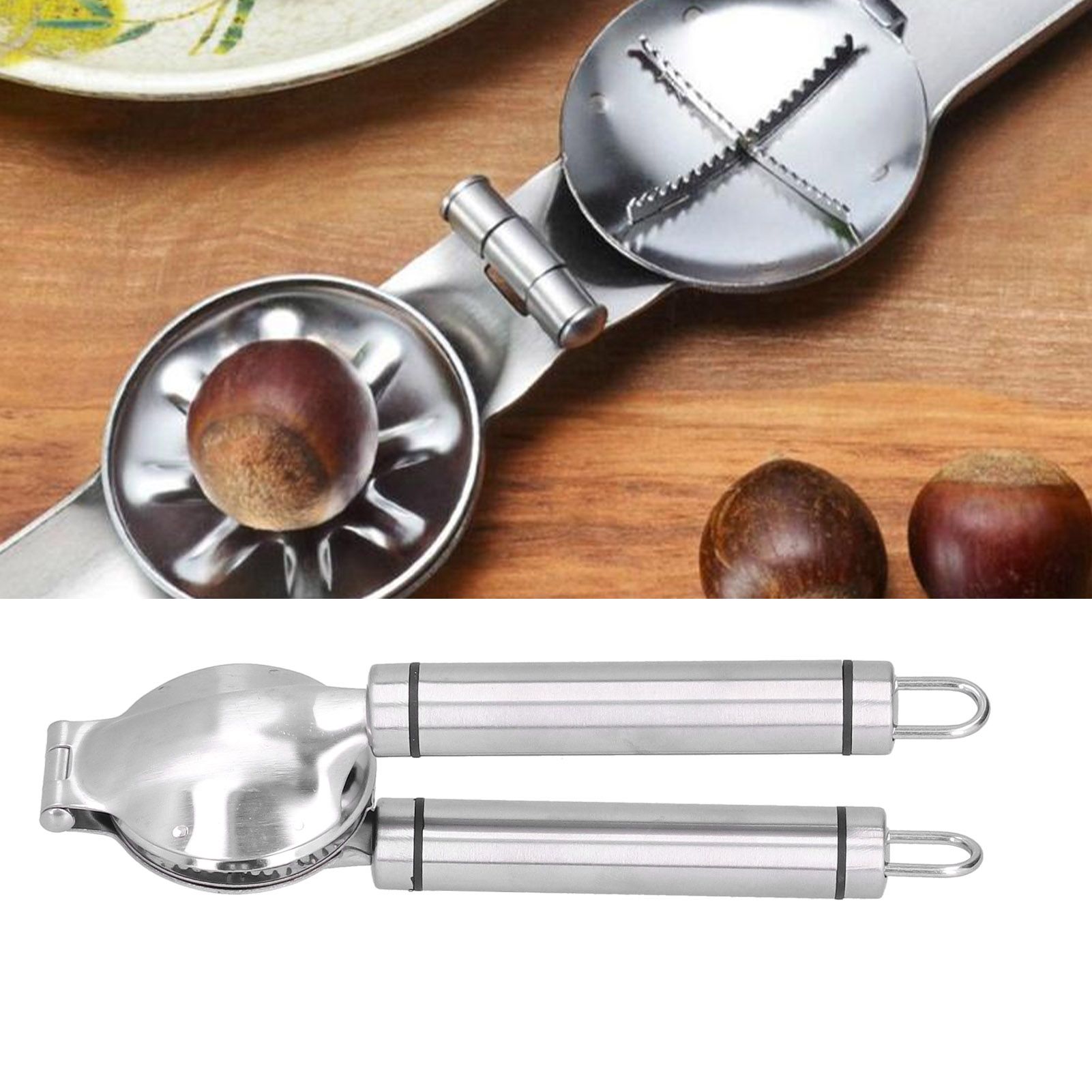 Chestnut Clip Stainless Steel Cross Shaped Portable Manual Walnut Opener for view 12