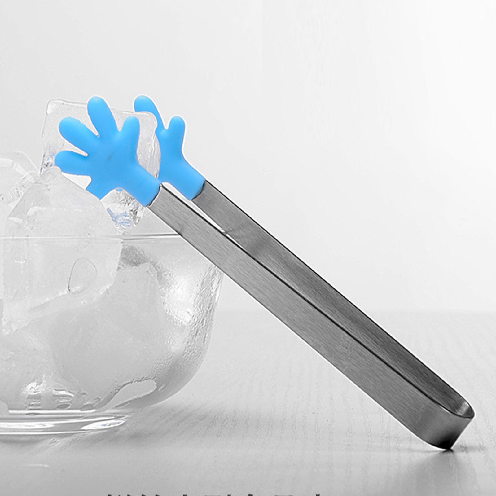 Hand Shape Small Tongs Silicone Tips Blue Stainless Steel Funny Heat Resistant view 9