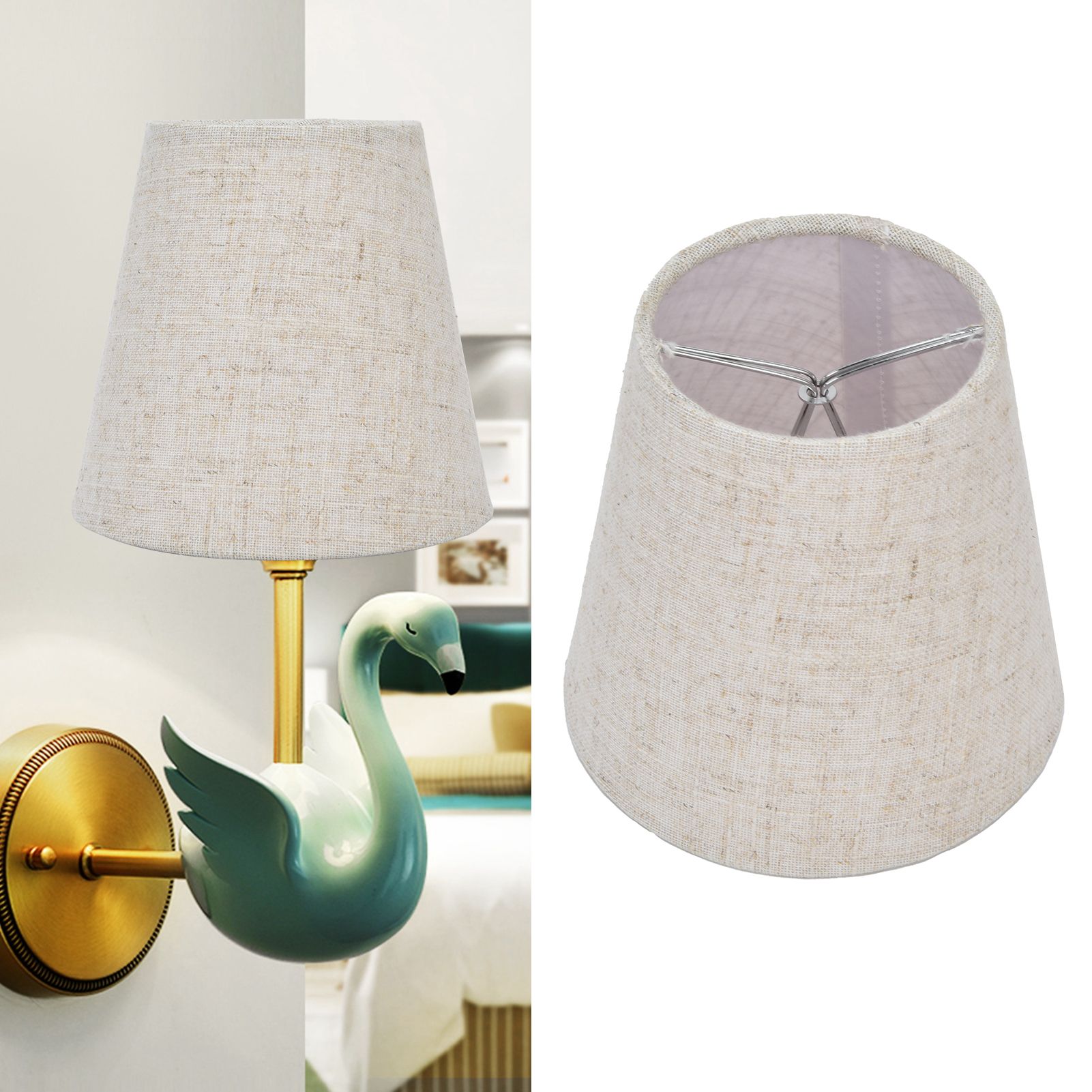 2PCS Table Lamp Shade Cover Fabric Clip On Lampshade for E14 Screw Candlestick view 11