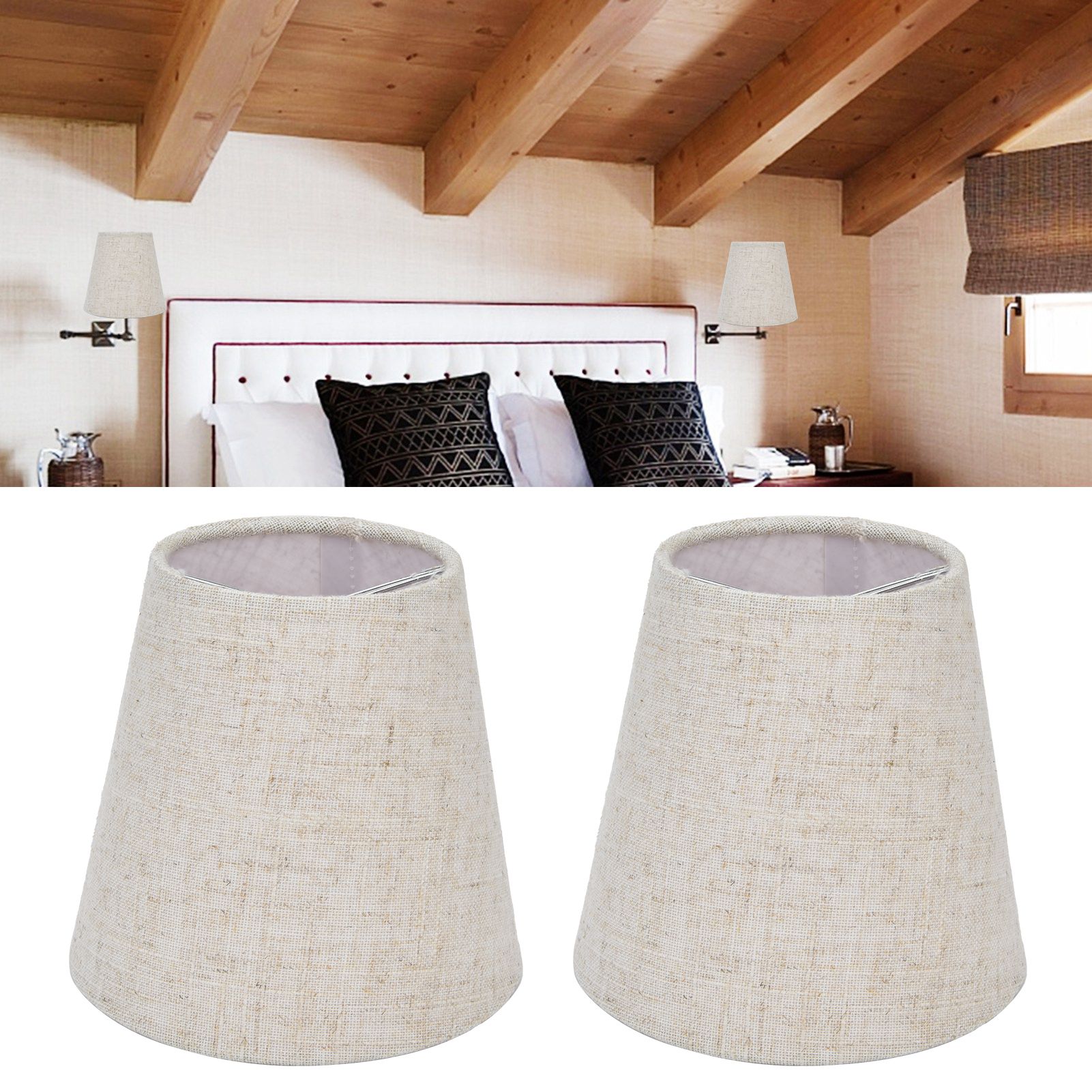 2PCS Table Lamp Shade Cover Fabric Clip On Lampshade for E14 Screw Candlestick view 12
