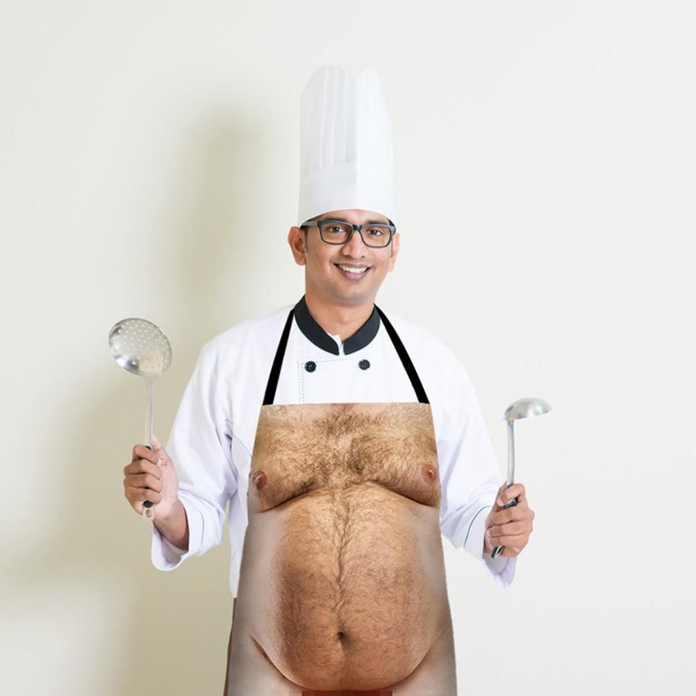 Funny Men Belly Cooking Aprons Kitchen Barbecue Funny Printing Aprons 3D Apron view 6
