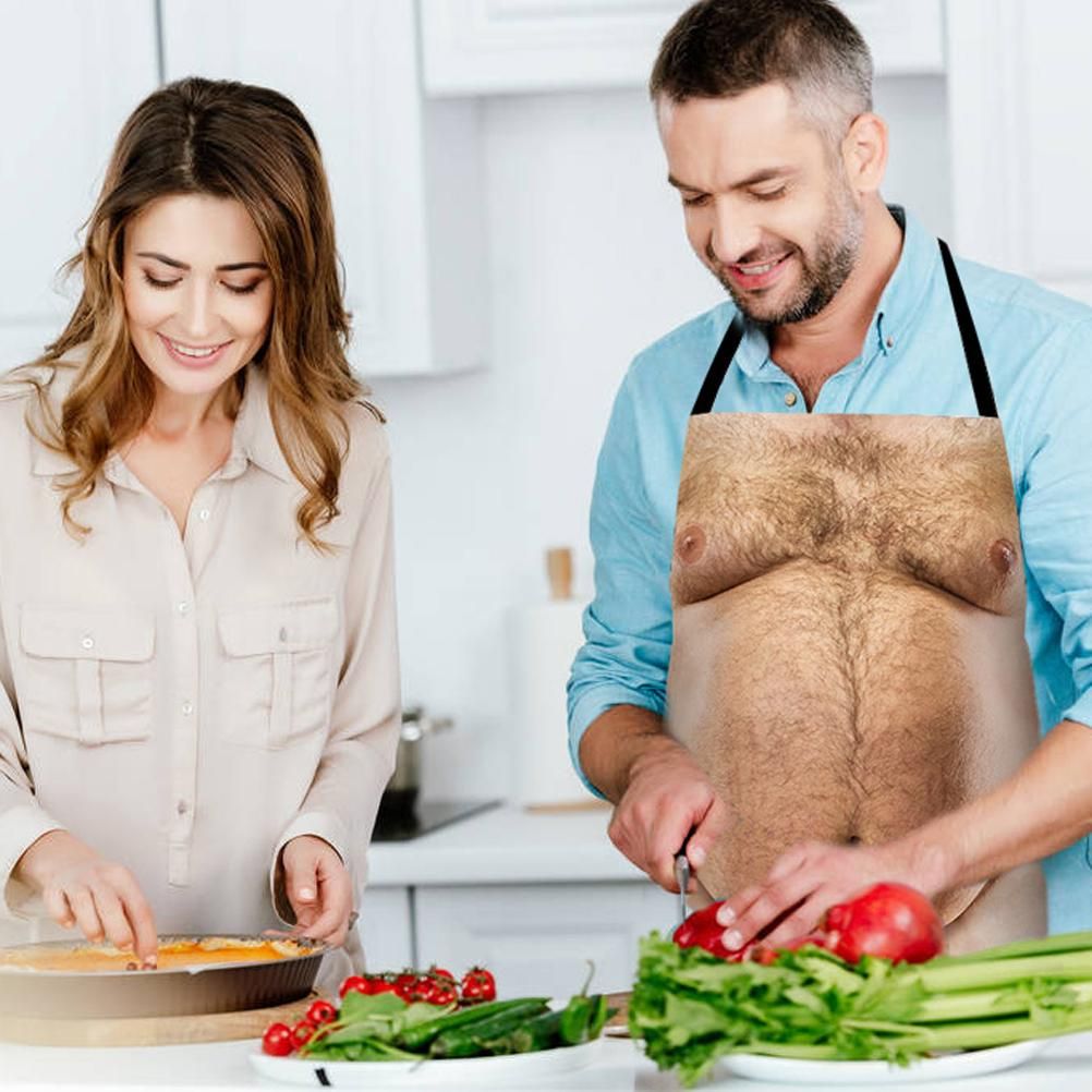 Funny Men Belly Cooking Aprons Kitchen Barbecue Funny Printing Aprons 3D Apron view 8