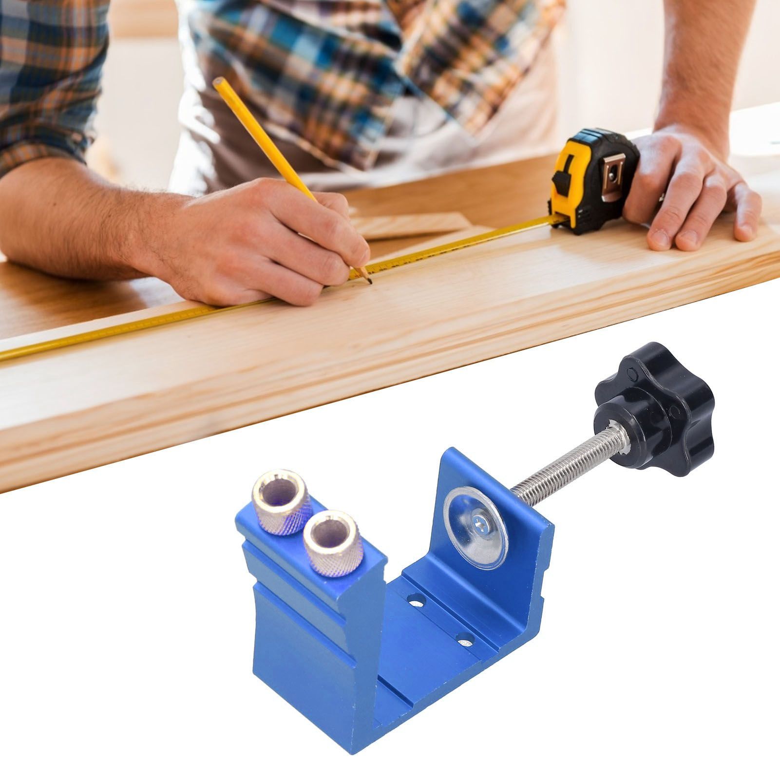 15° Oblique Hole Locator Positioner Woodworking Hole Jig Dowel Drill Kit view 12