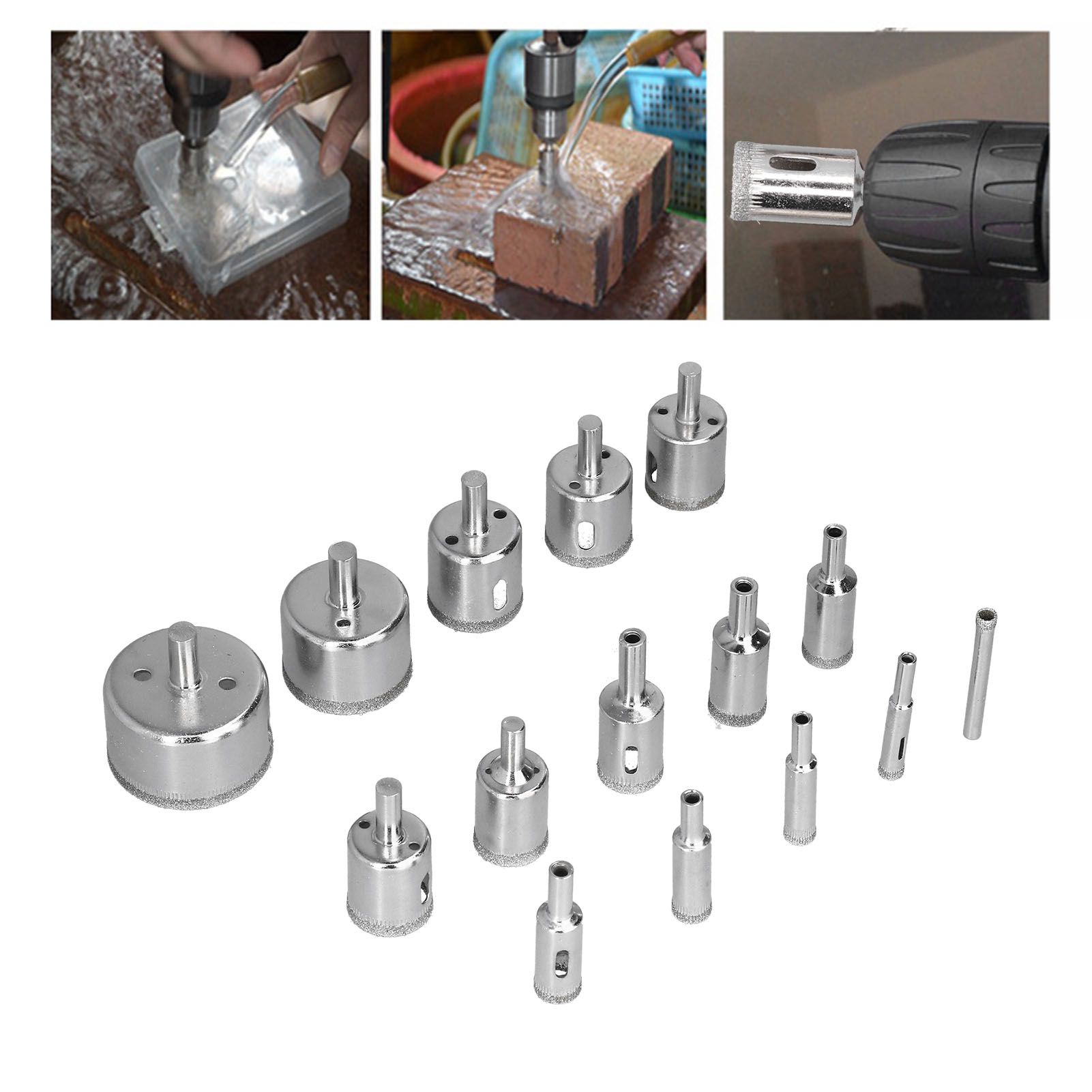 15Pcs/Set 6‑50mm Diamond Drill Bit Kit Ceramic Marble Hole Opener for Glass view 11