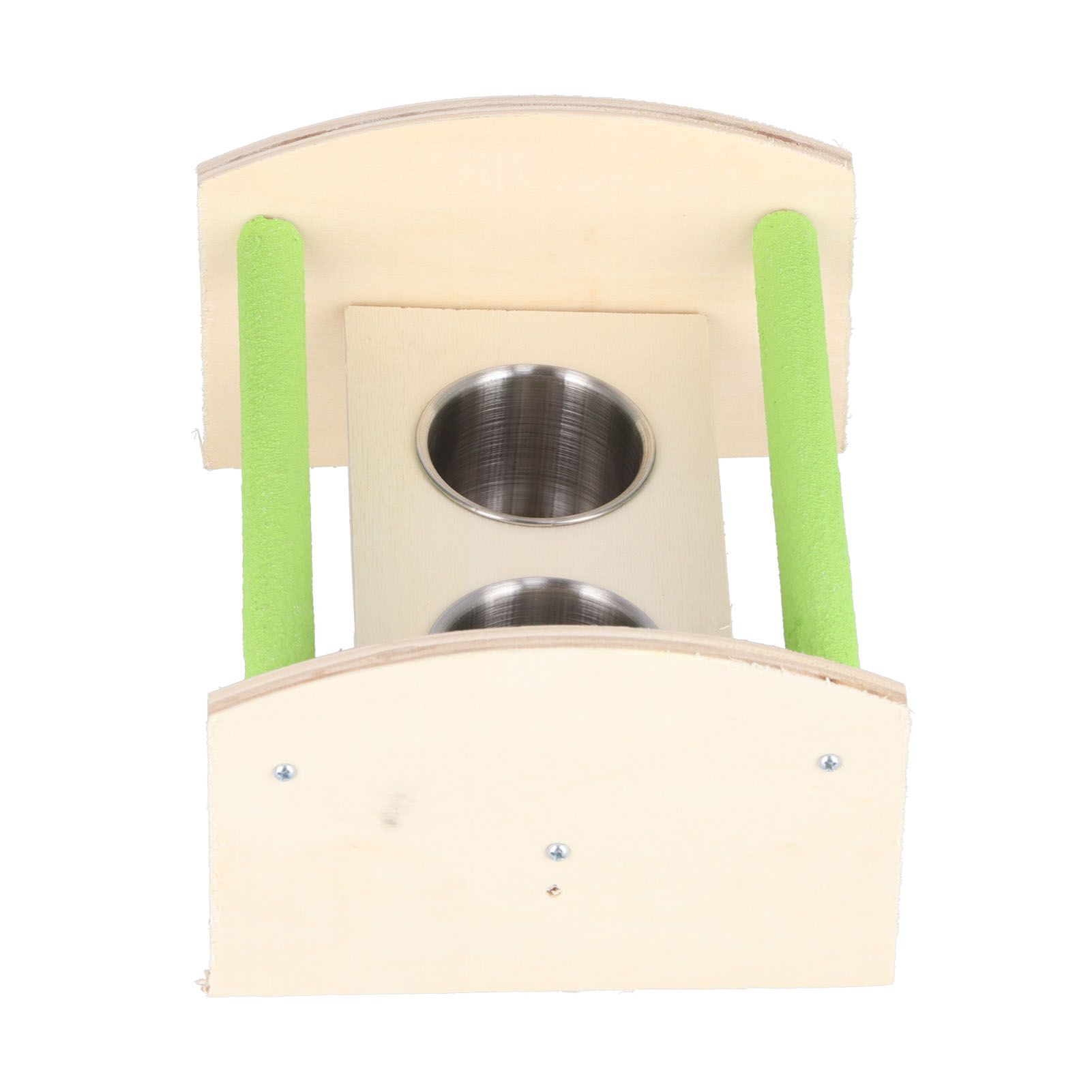 Parrot Wood Stand with 2 Stainless Steel Feeding Cup Playstand Training Toy view 4
