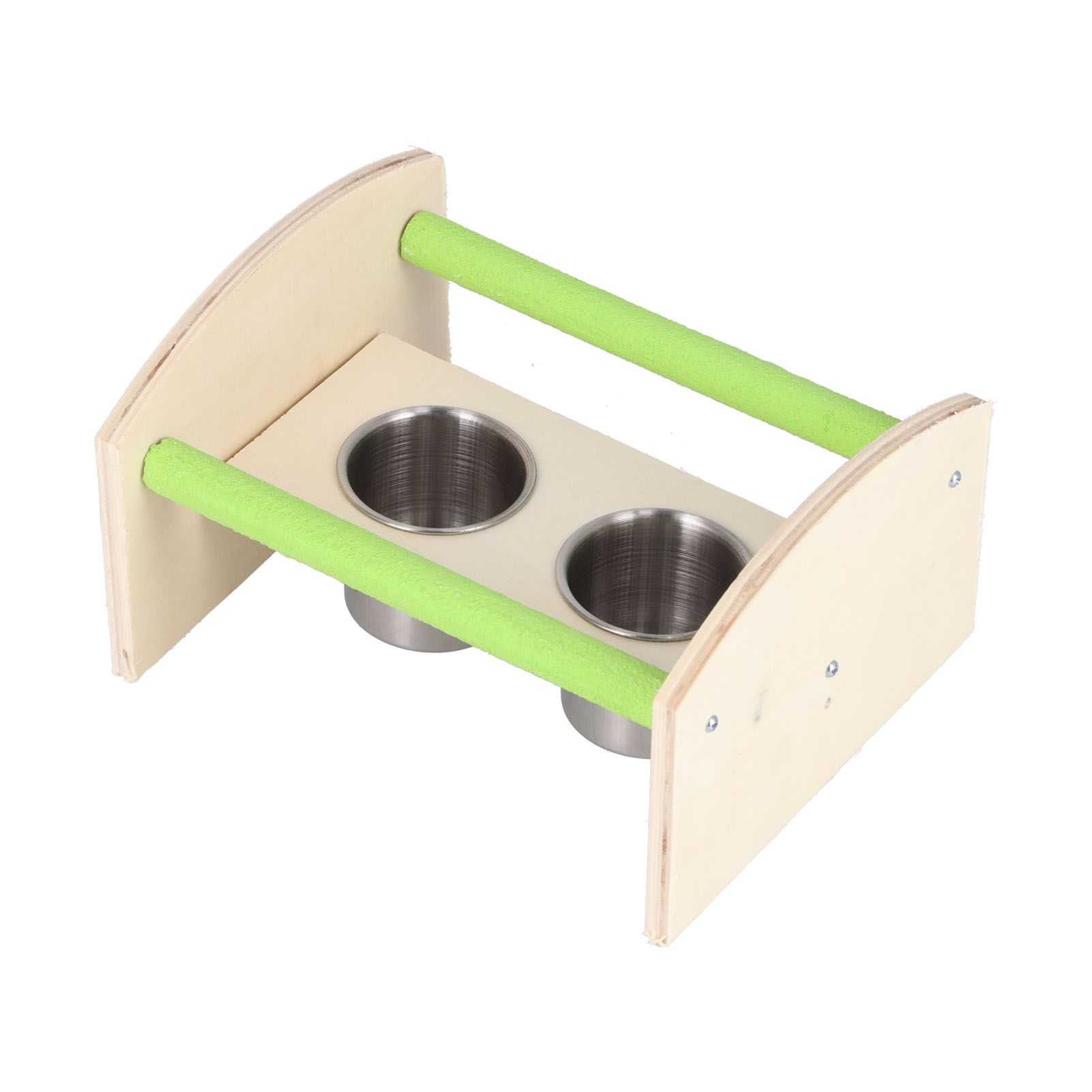 Parrot Wood Stand with 2 Stainless Steel Feeding Cup Playstand Training Toy view 5