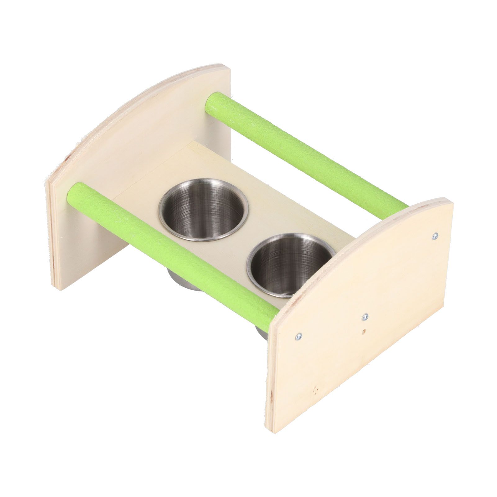 Parrot Wood Stand with 2 Stainless Steel Feeding Cup Playstand Training Toy view 6