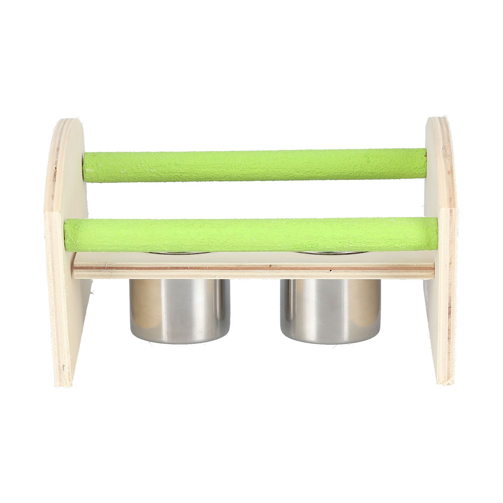 Parrot Wood Stand with 2 Stainless Steel Feeding Cup Playstand Training Toy view 7