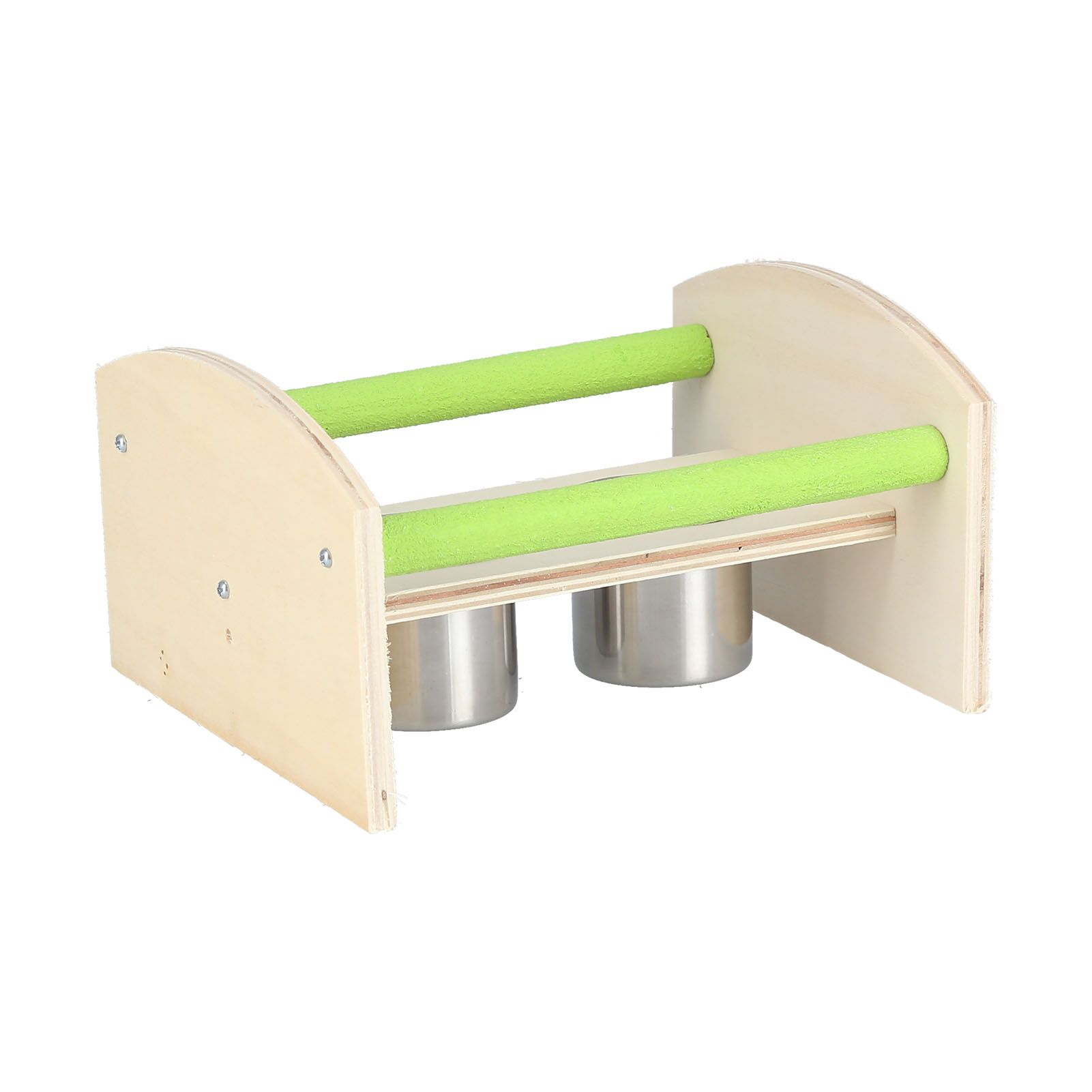 Parrot Wood Stand with 2 Stainless Steel Feeding Cup Playstand Training Toy view 8