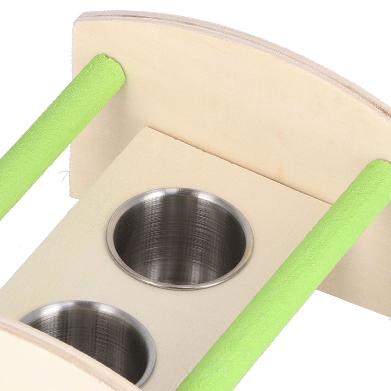 Parrot Wood Stand with 2 Stainless Steel Feeding Cup Playstand Training Toy view 14
