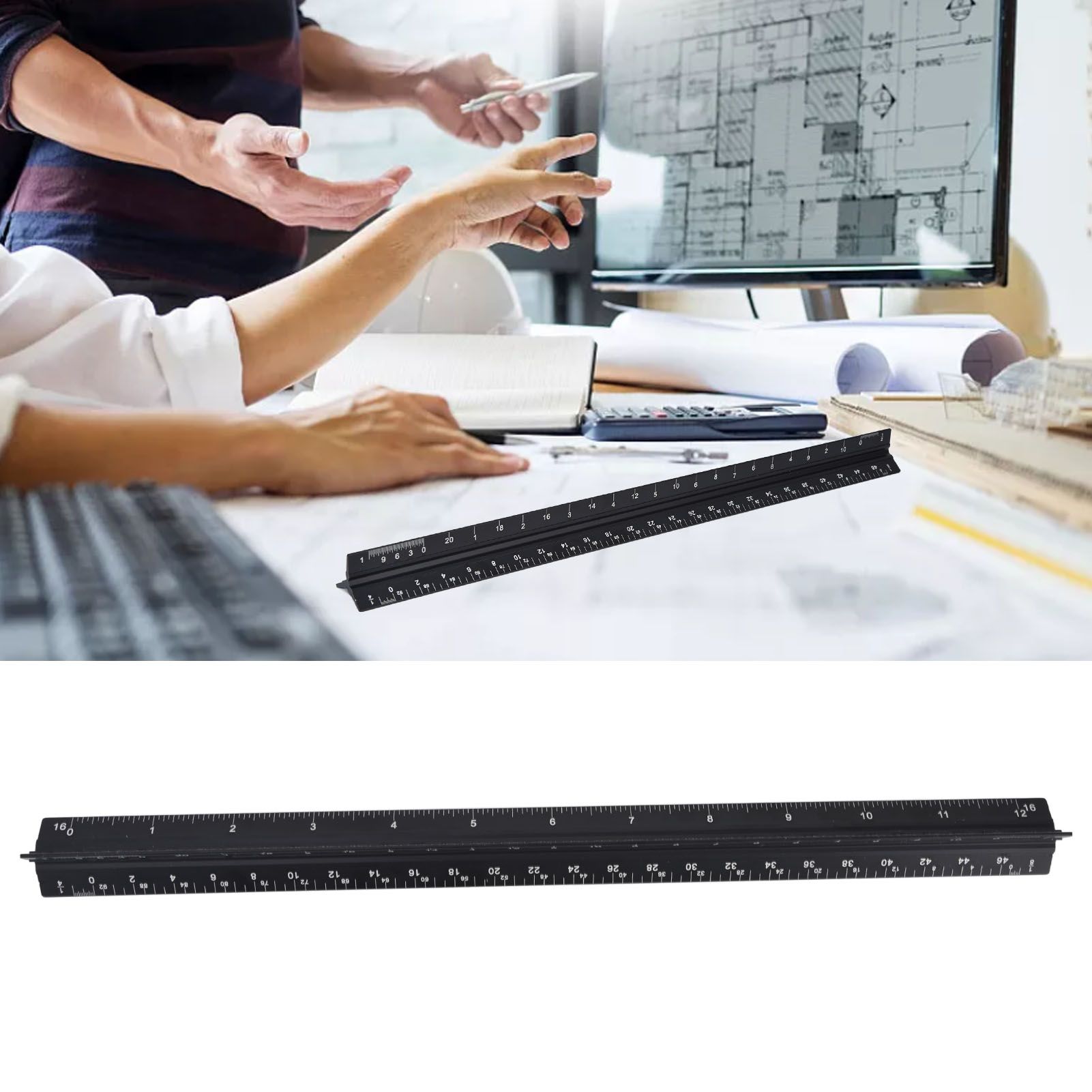 Triangular Ruler Aluminum Alloy Material Clear Reading Engraved Marking view 11
