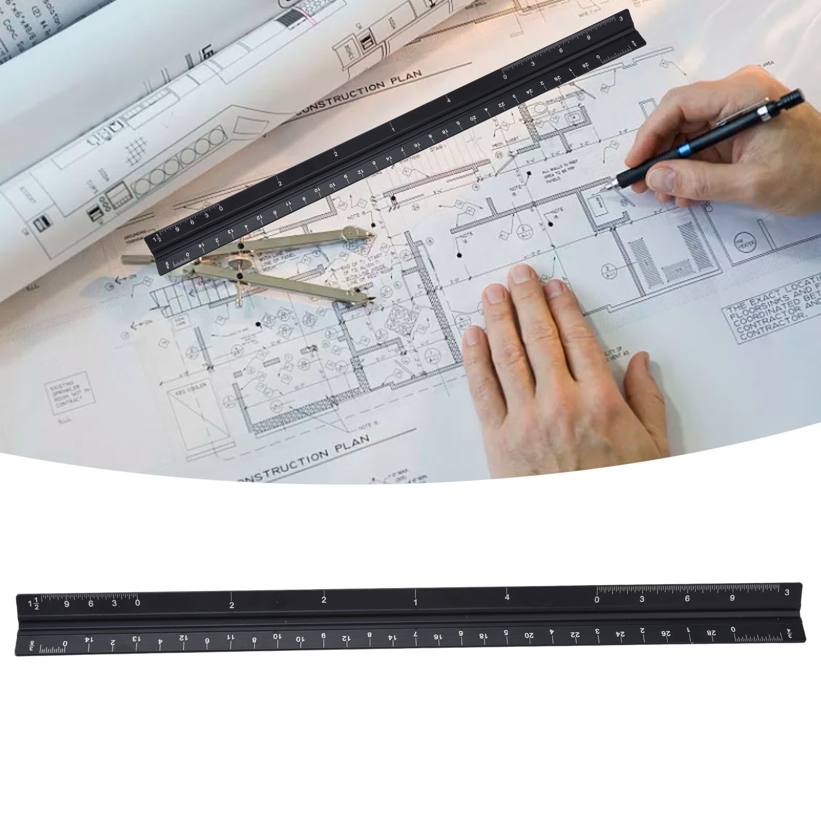 Triangular Ruler Aluminum Alloy Material Clear Reading Engraved Marking view 12