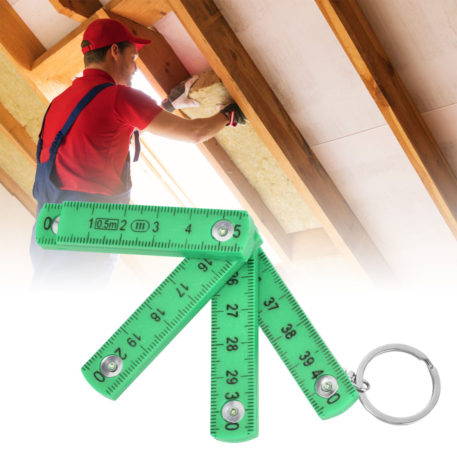 2Pcs ABS Folding Ruler Portable 0.5m Foldable Ruler with Key Ring for view 11