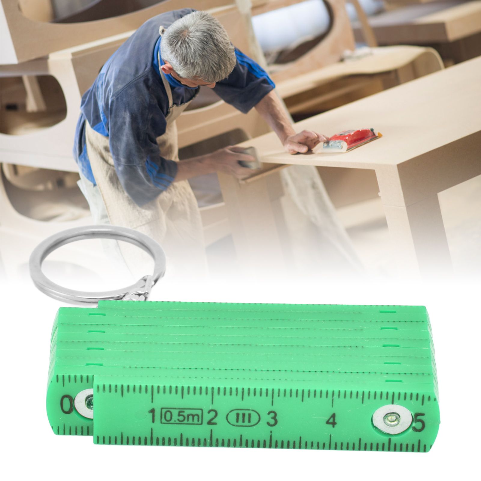 2Pcs ABS Folding Ruler Portable 0.5m Foldable Ruler with Key Ring for view 12