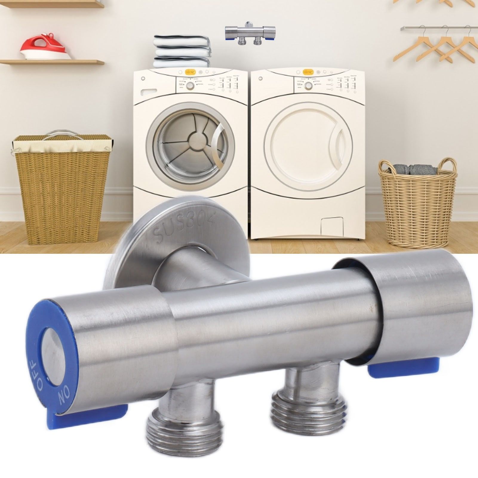 G1/2 Stainless Steel 1 Inlet 2 Outlet Angle Valve Double Handle Double Control view 12