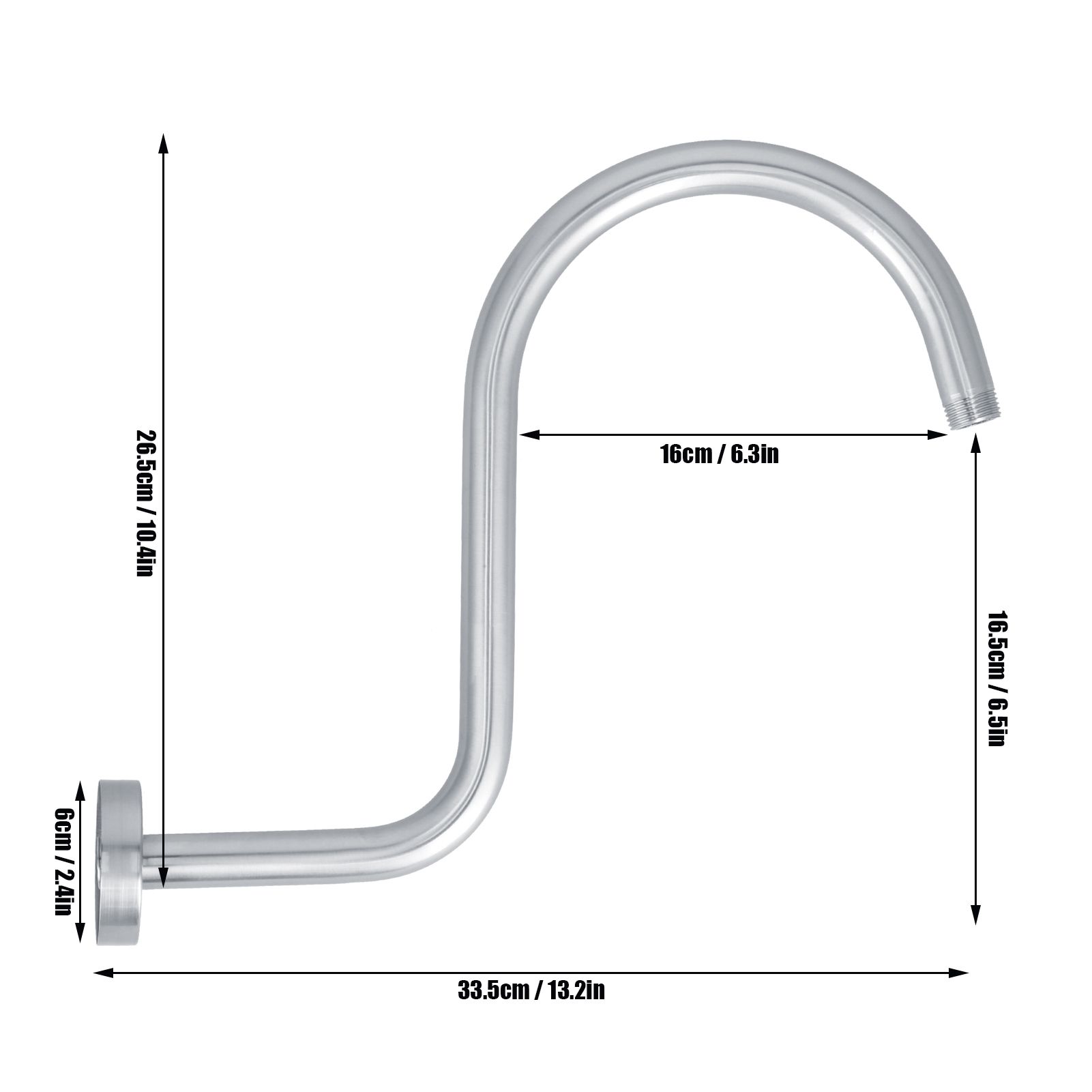 Shower Arm S Shape Gooseneck Stainless Steel Shower Head Extension Arm view 14