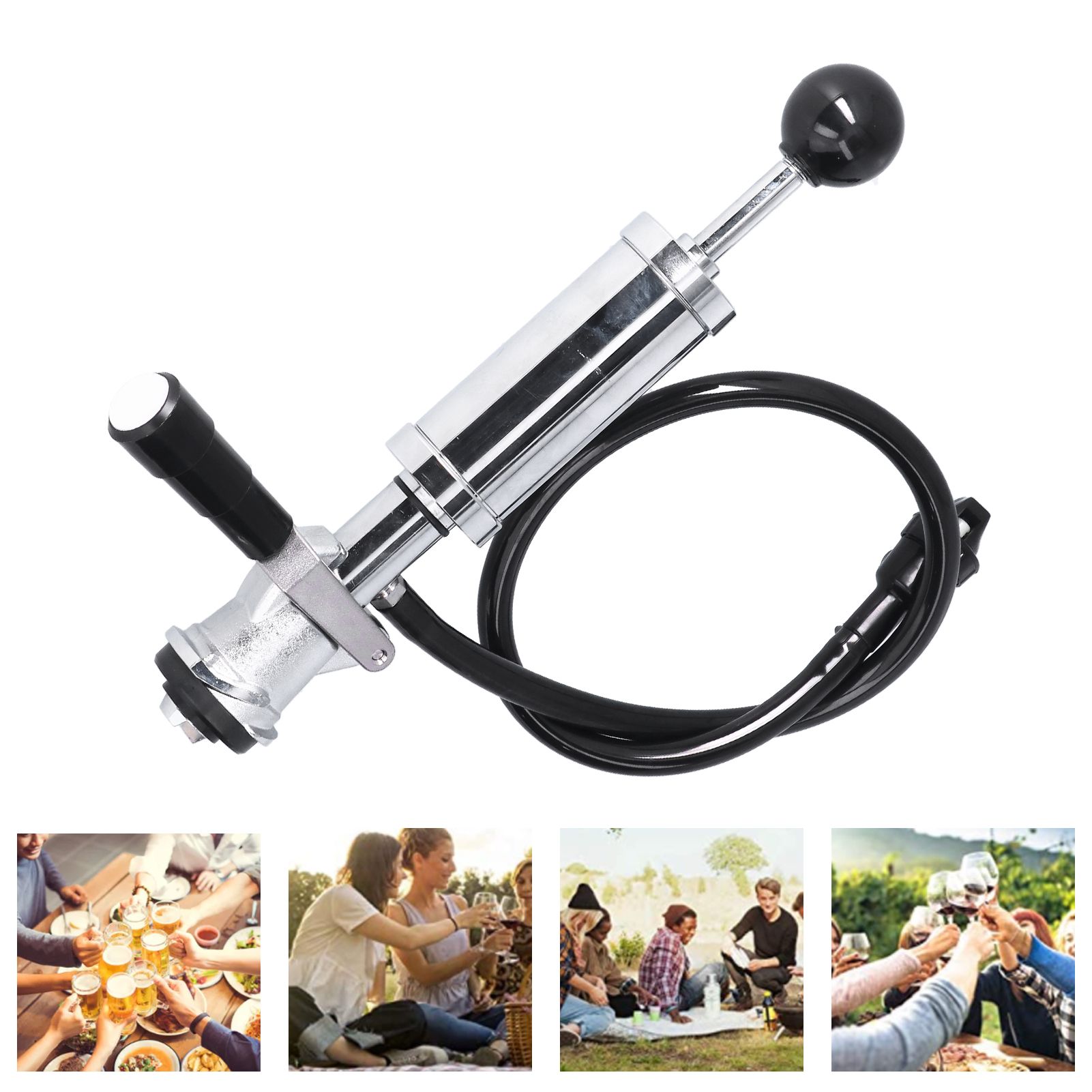 Beer Keg Pump with Black Beer Faucet Stainless Steel Draft Beer Party Pump for view 12