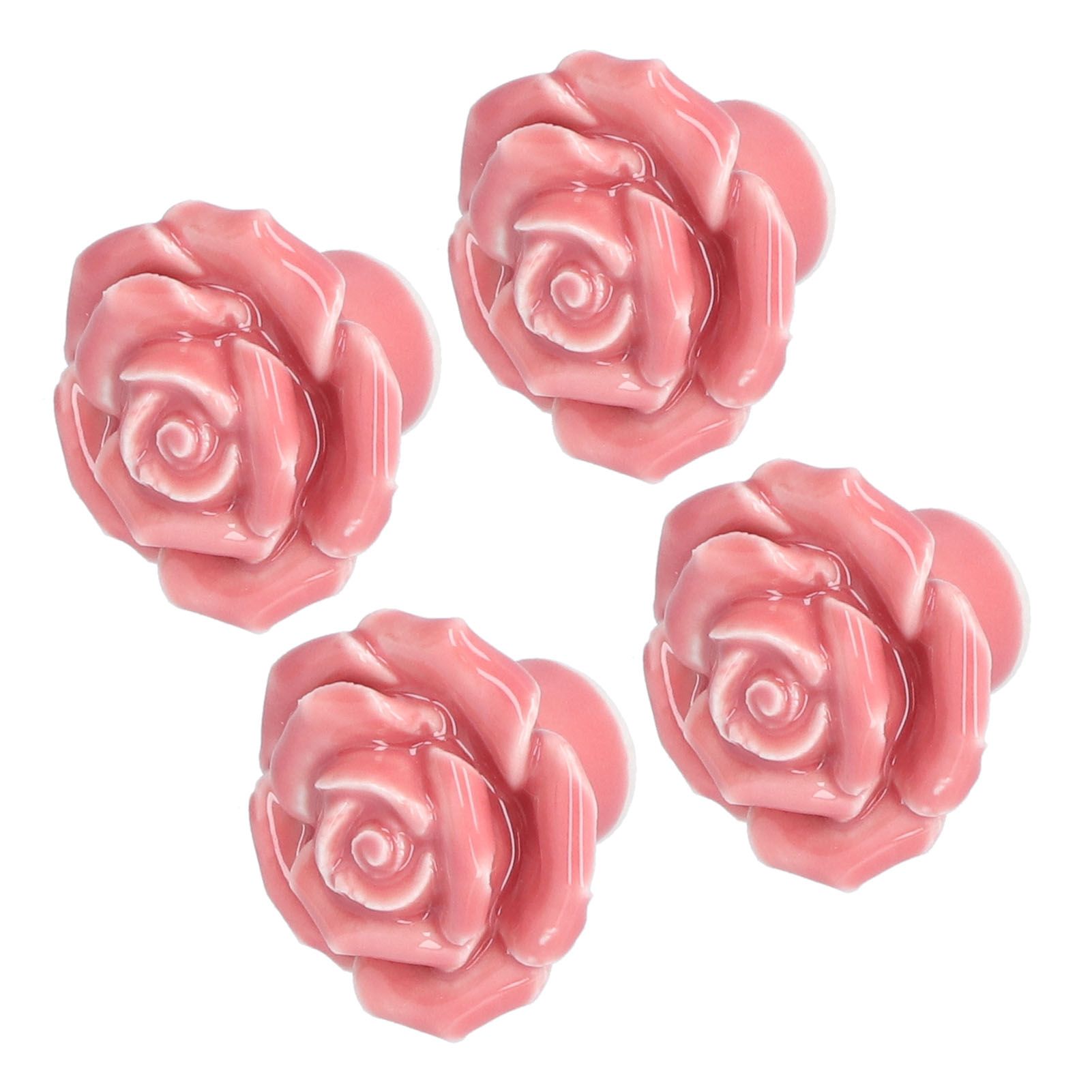 4 Set Rose Shaped Handle Modern Ceramic Cabinet Knob for Home Living Room view 2