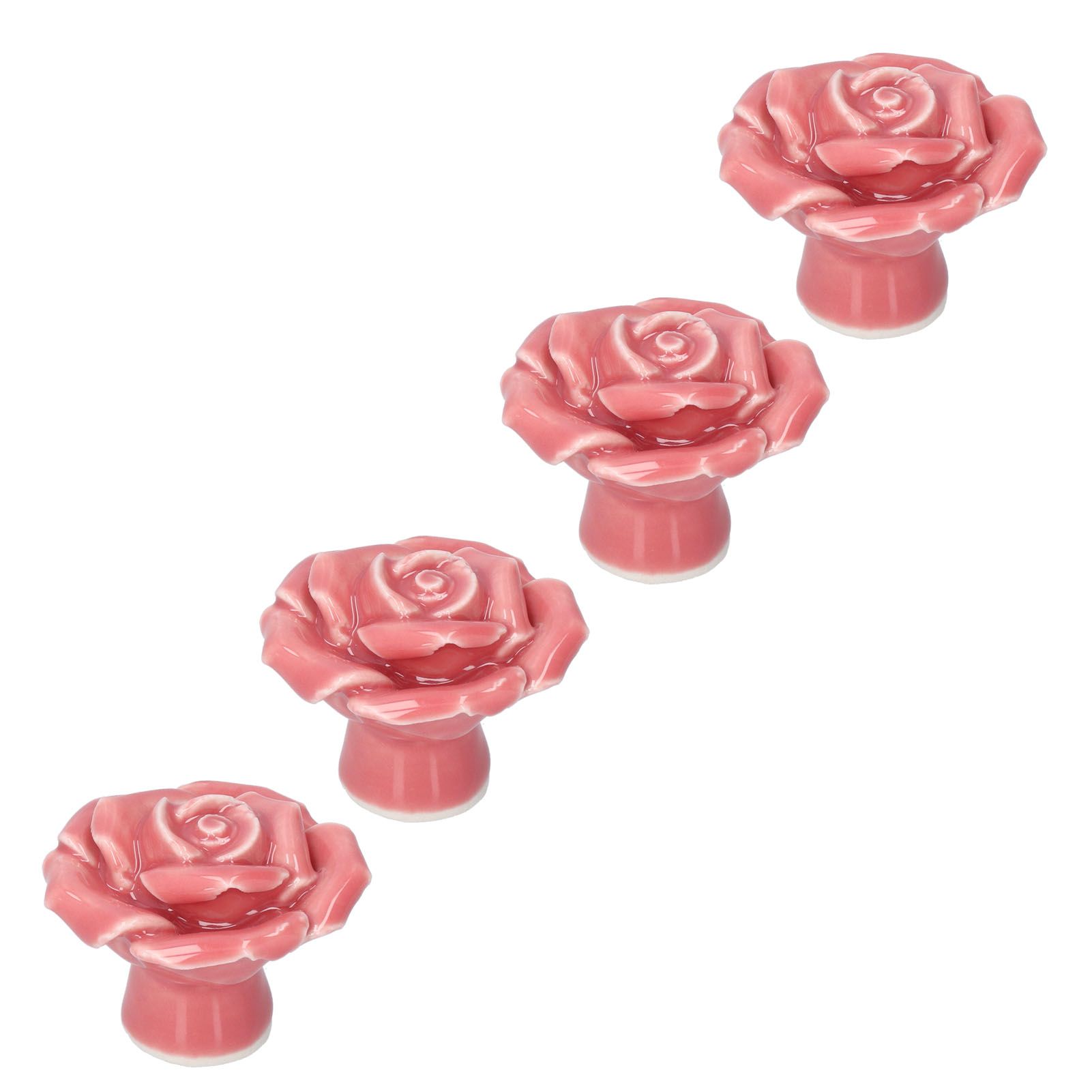 4 Set Rose Shaped Handle Modern Ceramic Cabinet Knob for Home Living Room view 3