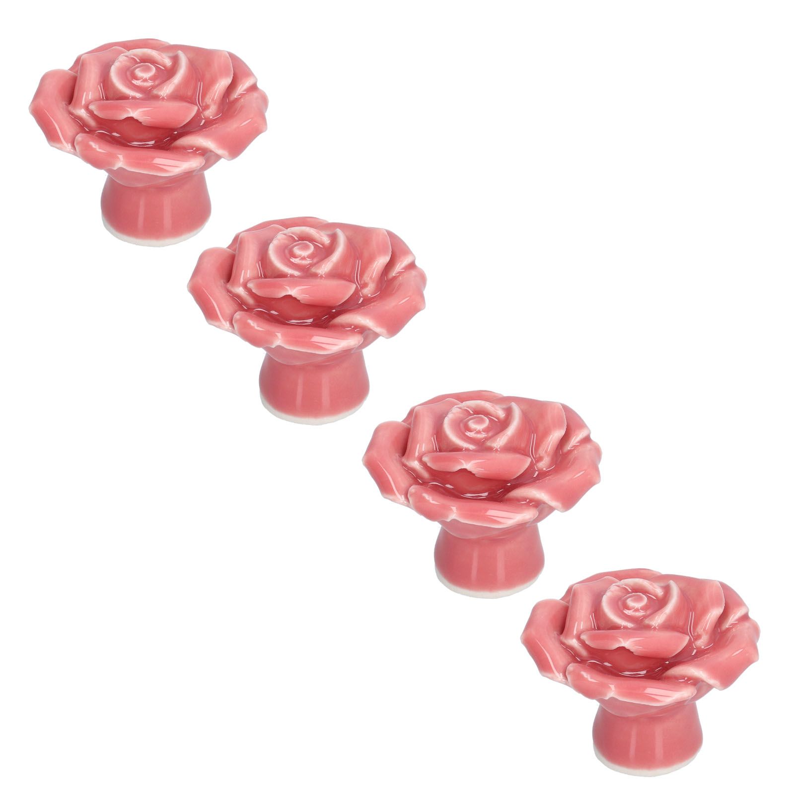 4 Set Rose Shaped Handle Modern Ceramic Cabinet Knob for Home Living Room view 4