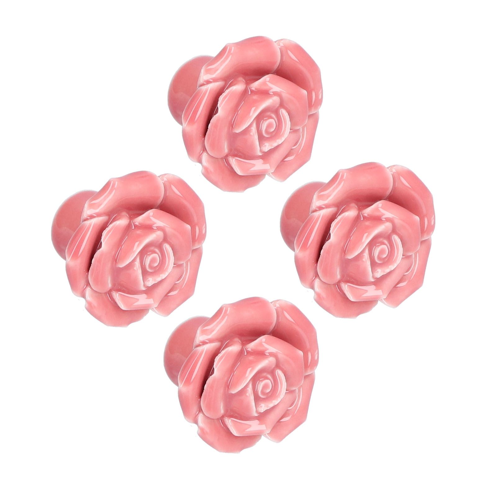 4 Set Rose Shaped Handle Modern Ceramic Cabinet Knob for Home Living Room view 6