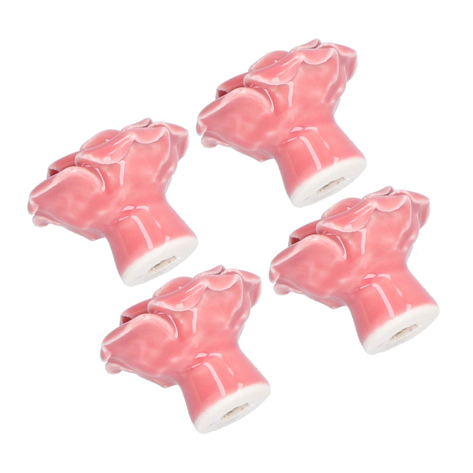 4 Set Rose Shaped Handle Modern Ceramic Cabinet Knob for Home Living Room view 8