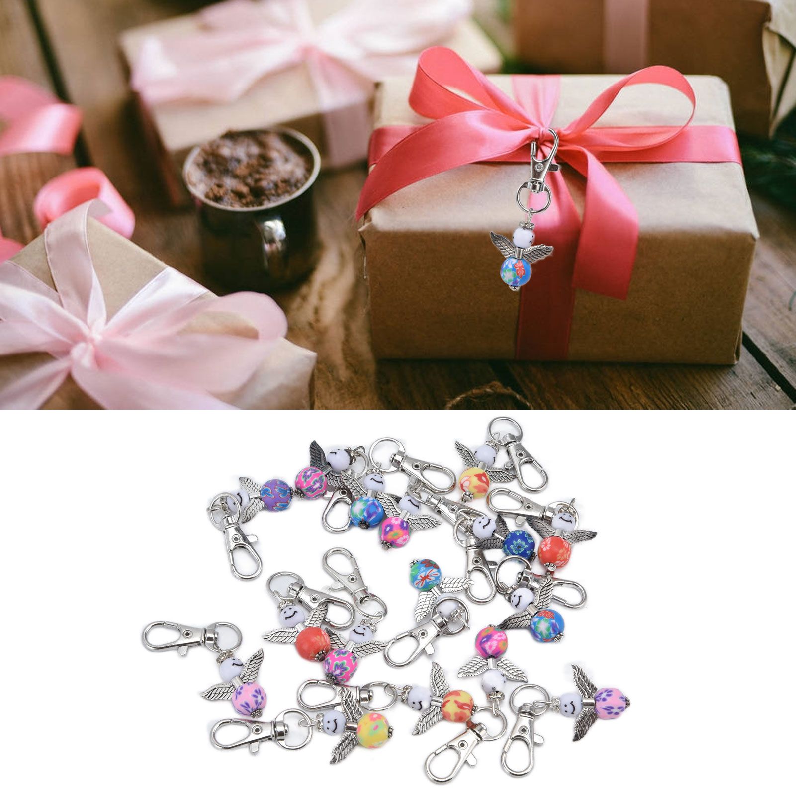 20PCS Cute Keychain Set with Cards Gift Bags for Baby Shower Bridal Shower view 11