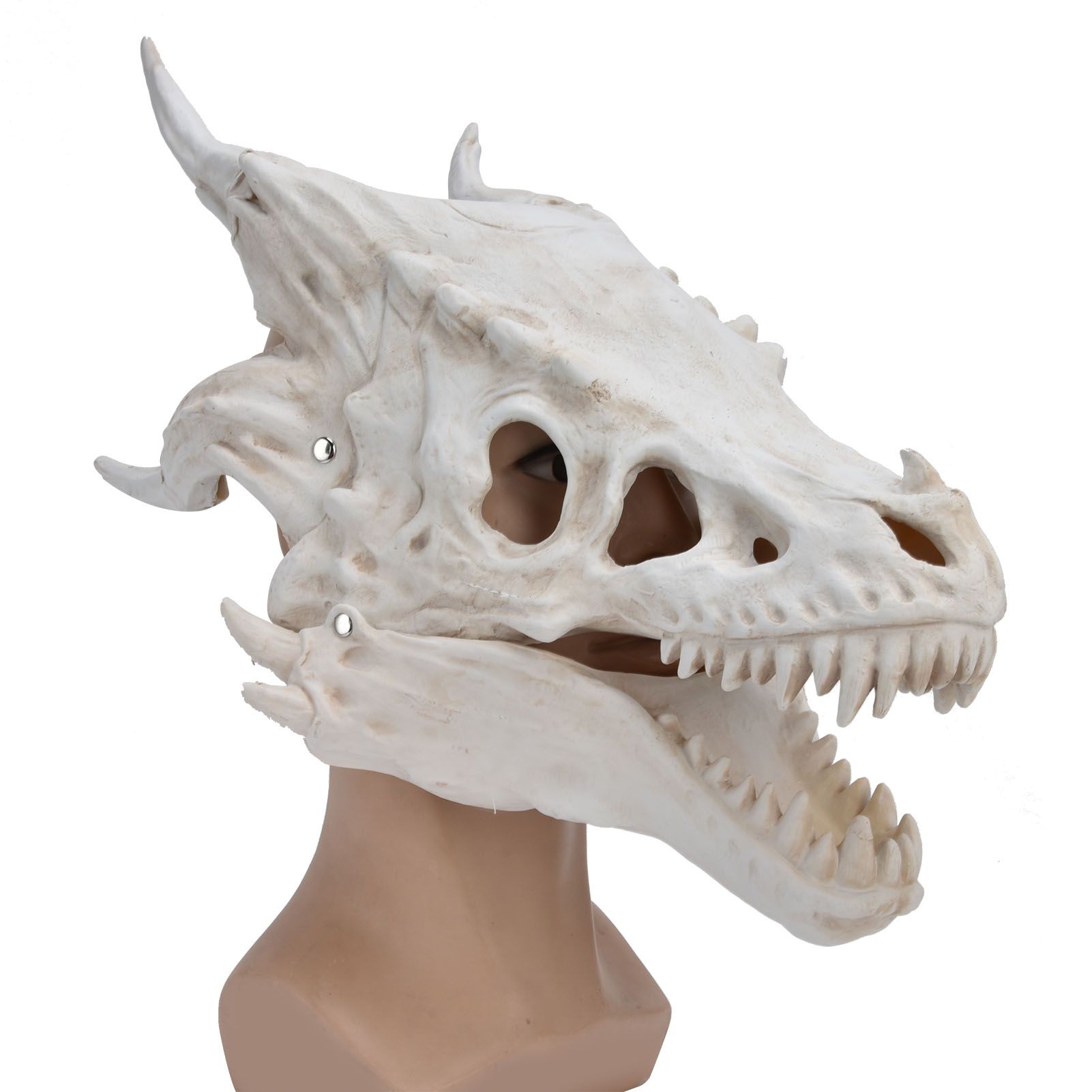 Latex Simulation Dinosaur Skull Mask Head Cover Halloween Costume Party view 3