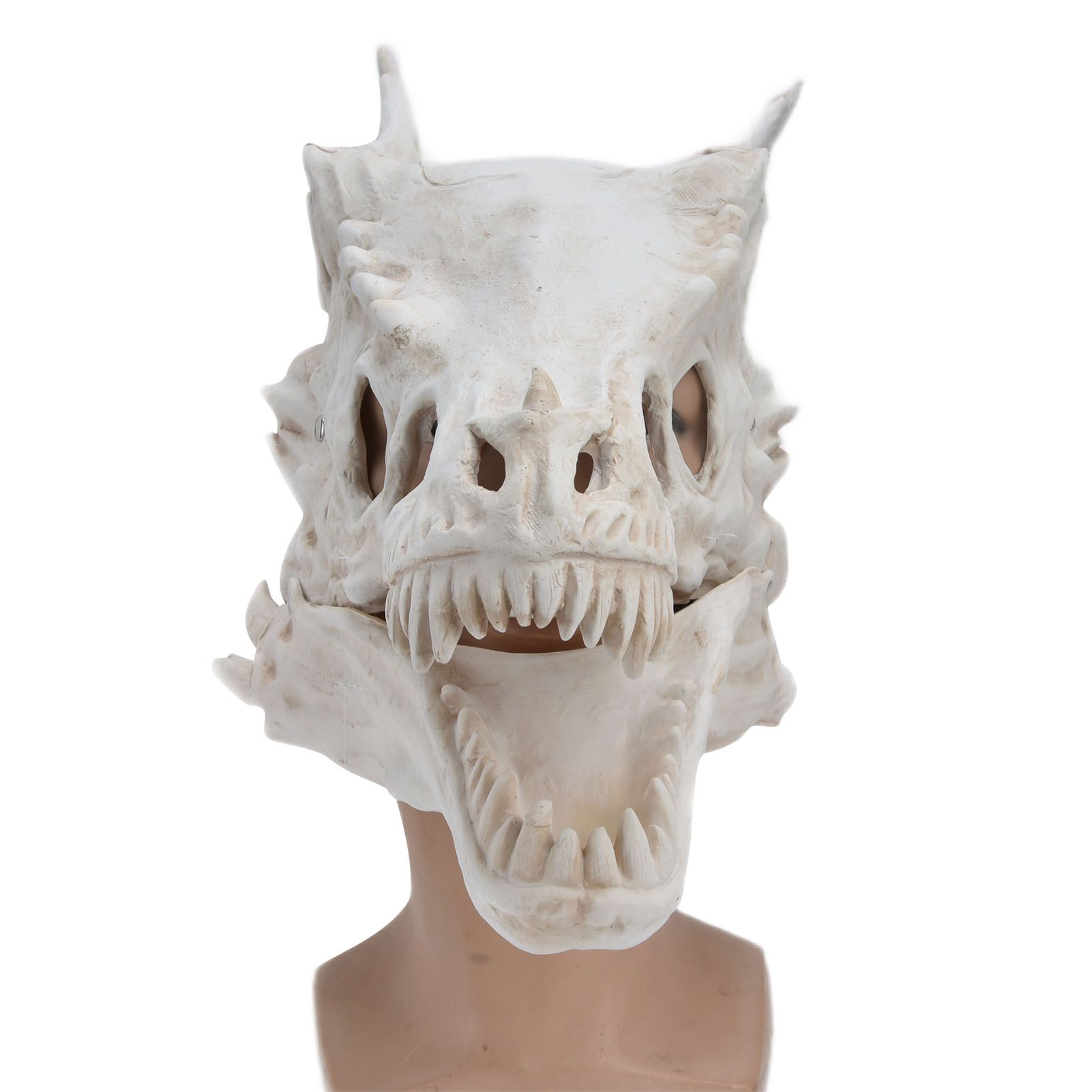 Latex Simulation Dinosaur Skull Mask Head Cover Halloween Costume Party view 7