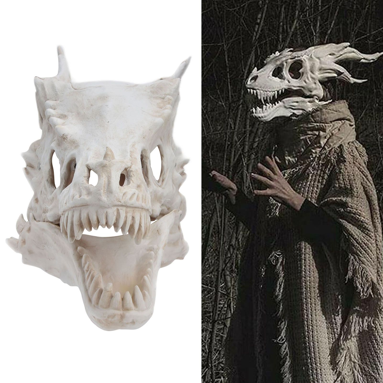 Latex Simulation Dinosaur Skull Mask Head Cover Halloween Costume Party view 12