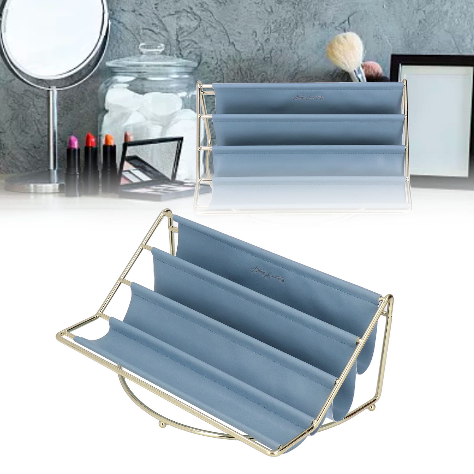 Desk Shelf Organizer Multi Layer Exquisite Premium Metal Leather Durable view 10