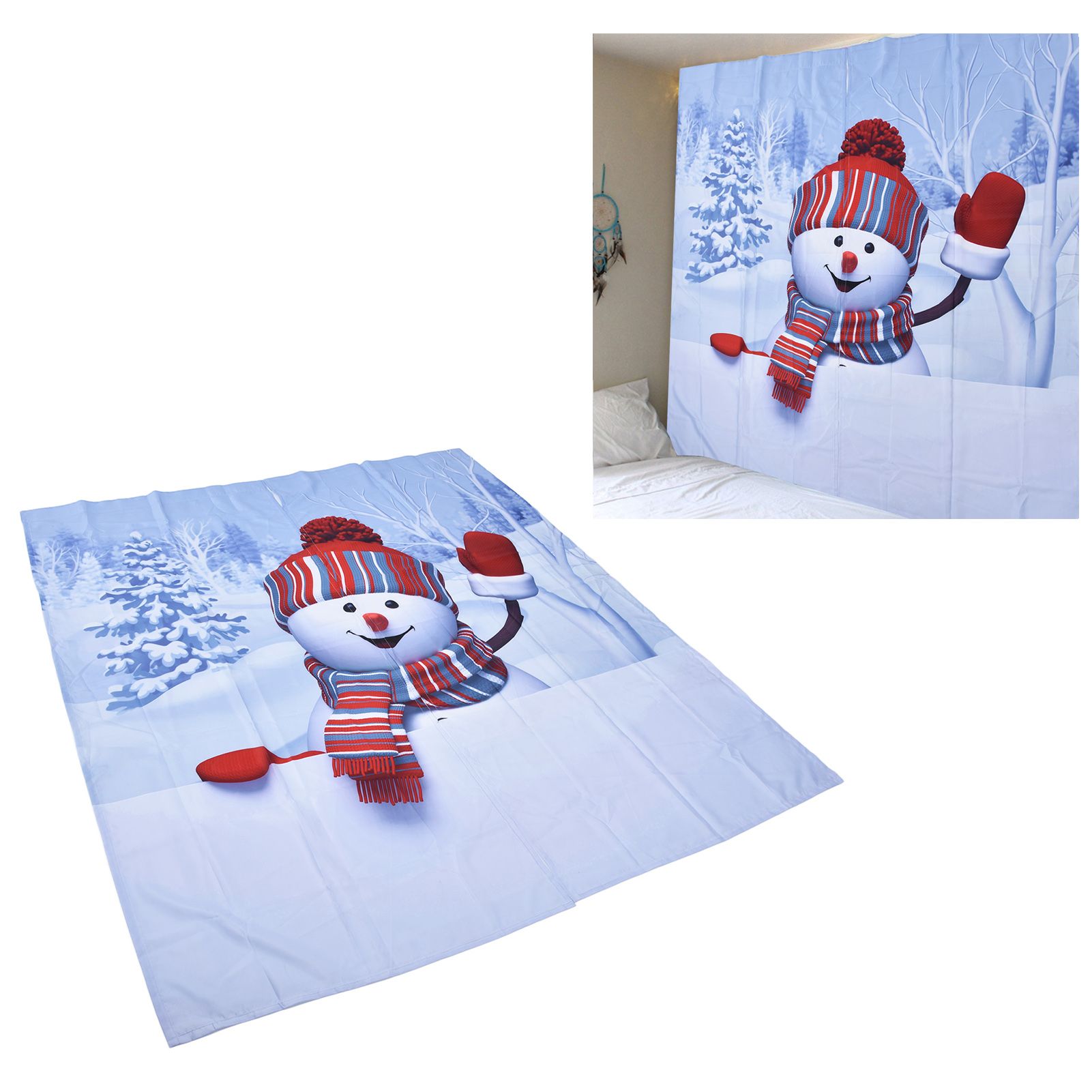 Digital Printing Blackout Curtain Snowman Pattern Blind Shade Window Drapes view 12