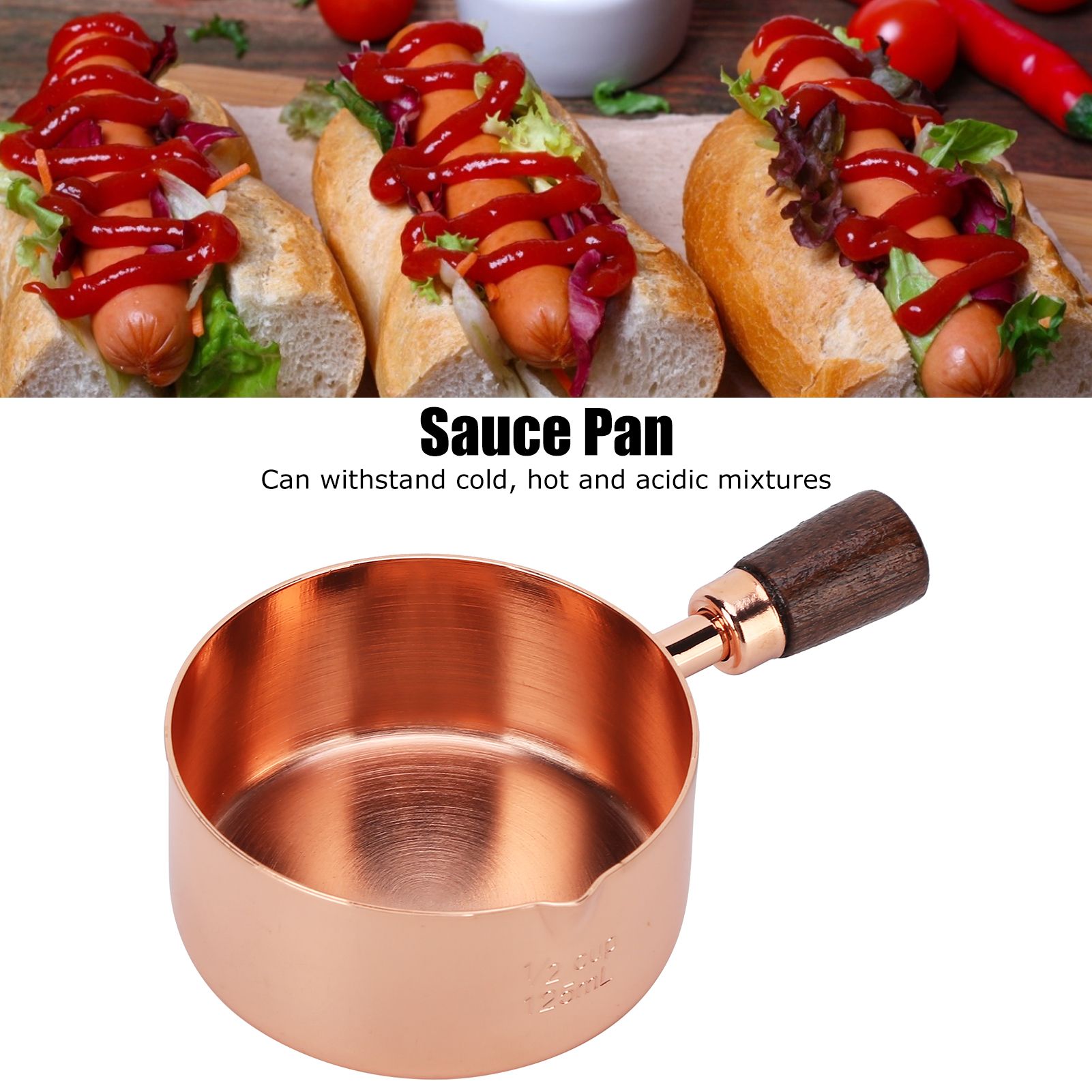 Sauce Pan Wooden Handle Rose Gold Stainless Steel Sauce Pot for Cooking view 15