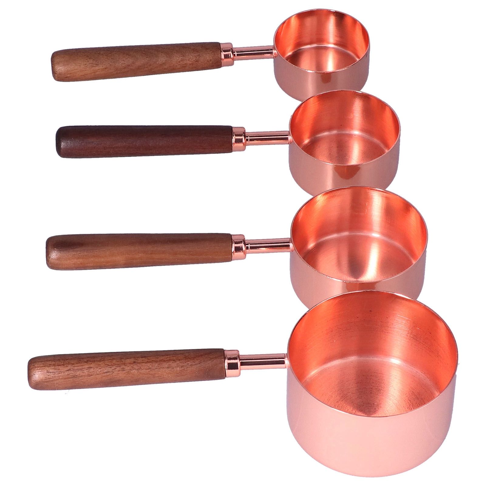 4Pcs Measuring Cups and Spoons Set with Copper Plated Handle Baking Tool for view 2