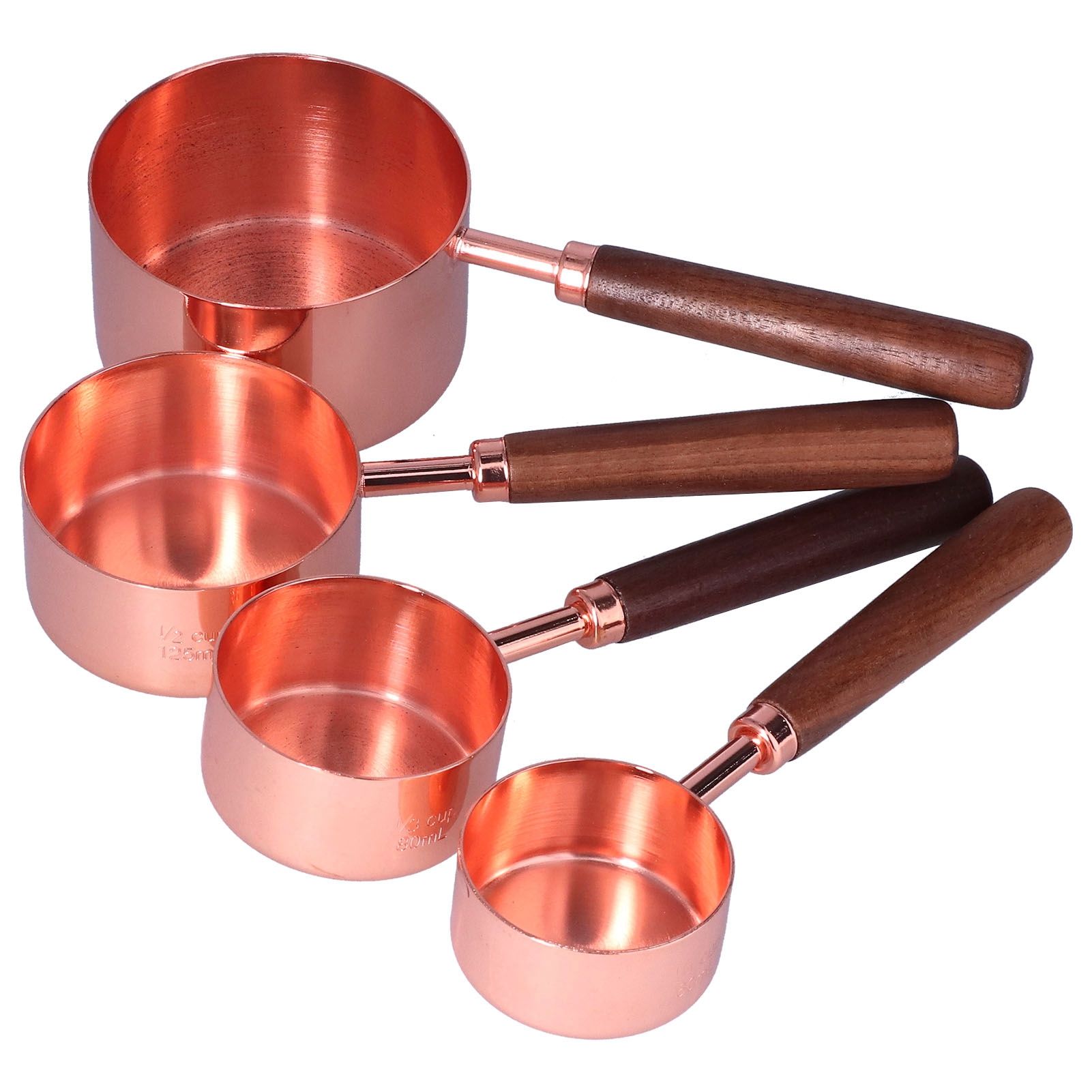 4Pcs Measuring Cups and Spoons Set with Copper Plated Handle Baking Tool for view 3