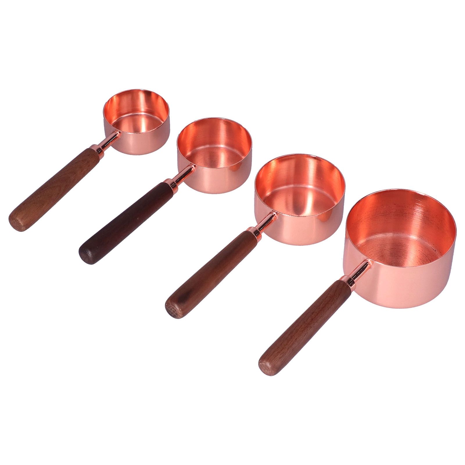 4Pcs Measuring Cups and Spoons Set with Copper Plated Handle Baking Tool for view 5