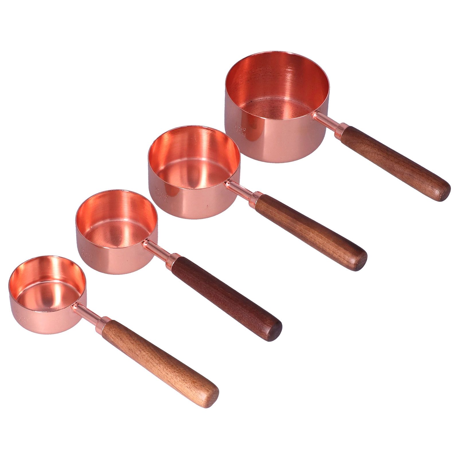 4Pcs Measuring Cups and Spoons Set with Copper Plated Handle Baking Tool for view 6