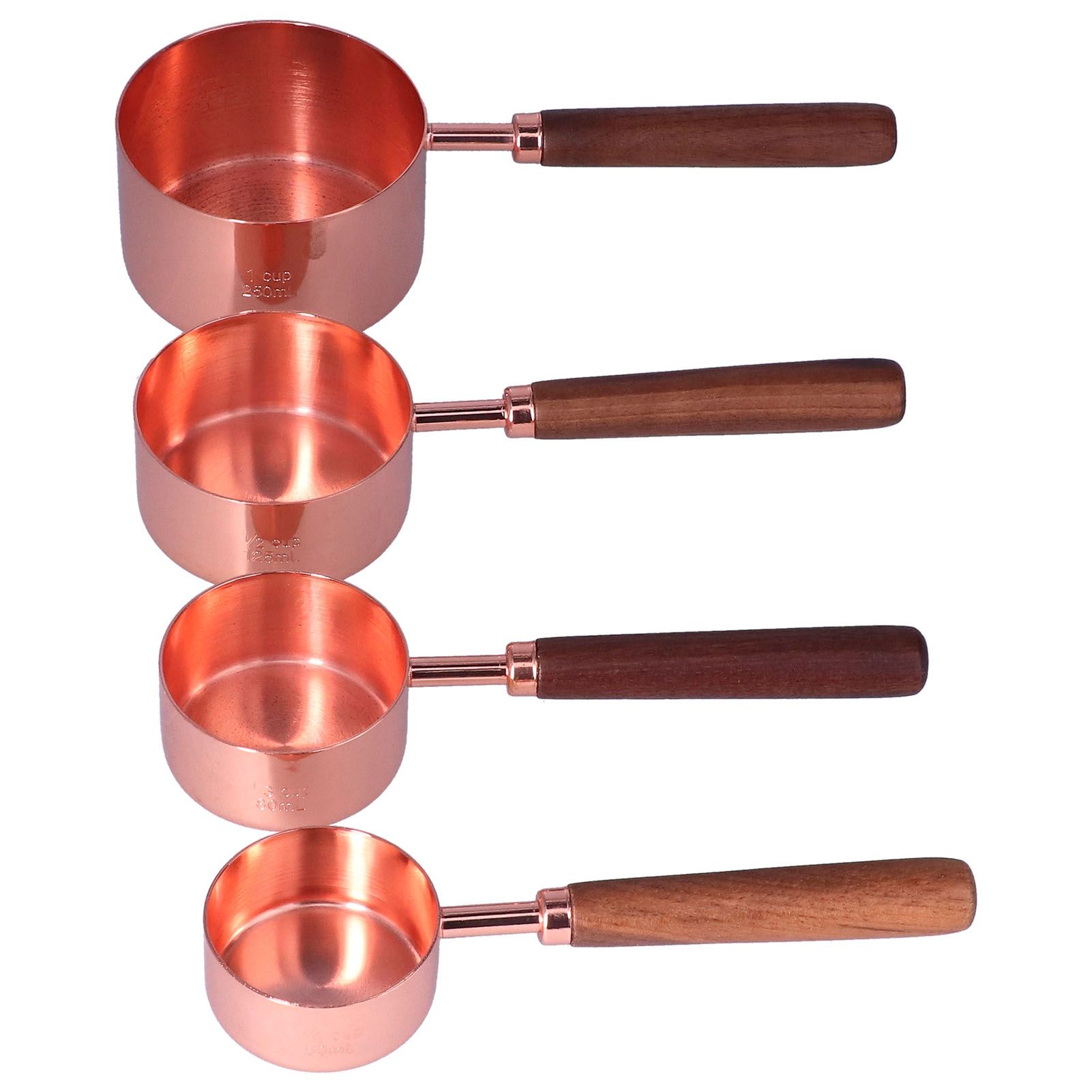 4Pcs Measuring Cups and Spoons Set with Copper Plated Handle Baking Tool for view 7
