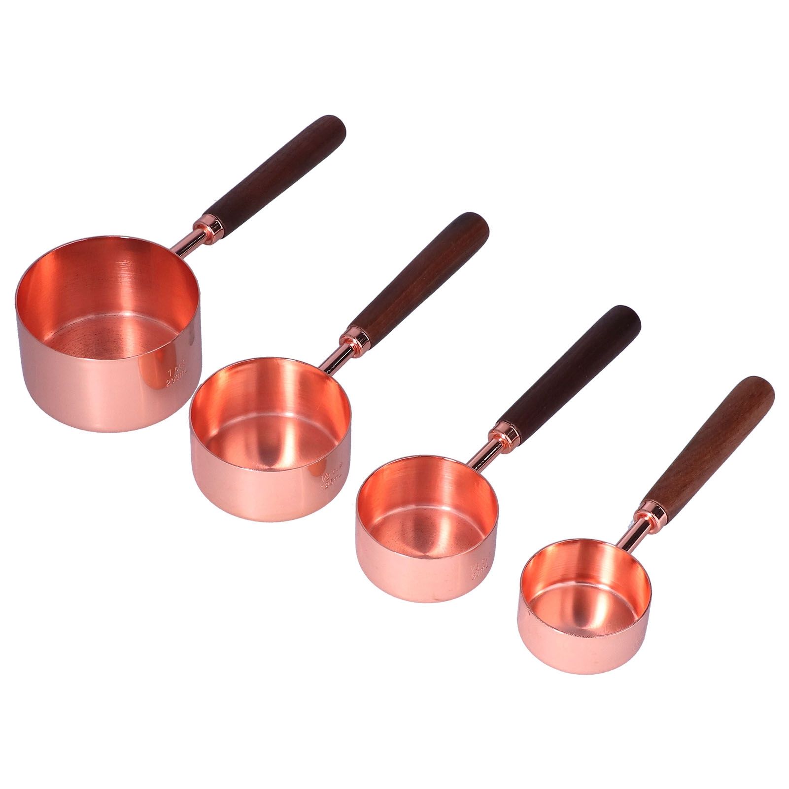 4Pcs Measuring Cups and Spoons Set with Copper Plated Handle Baking Tool for view 8