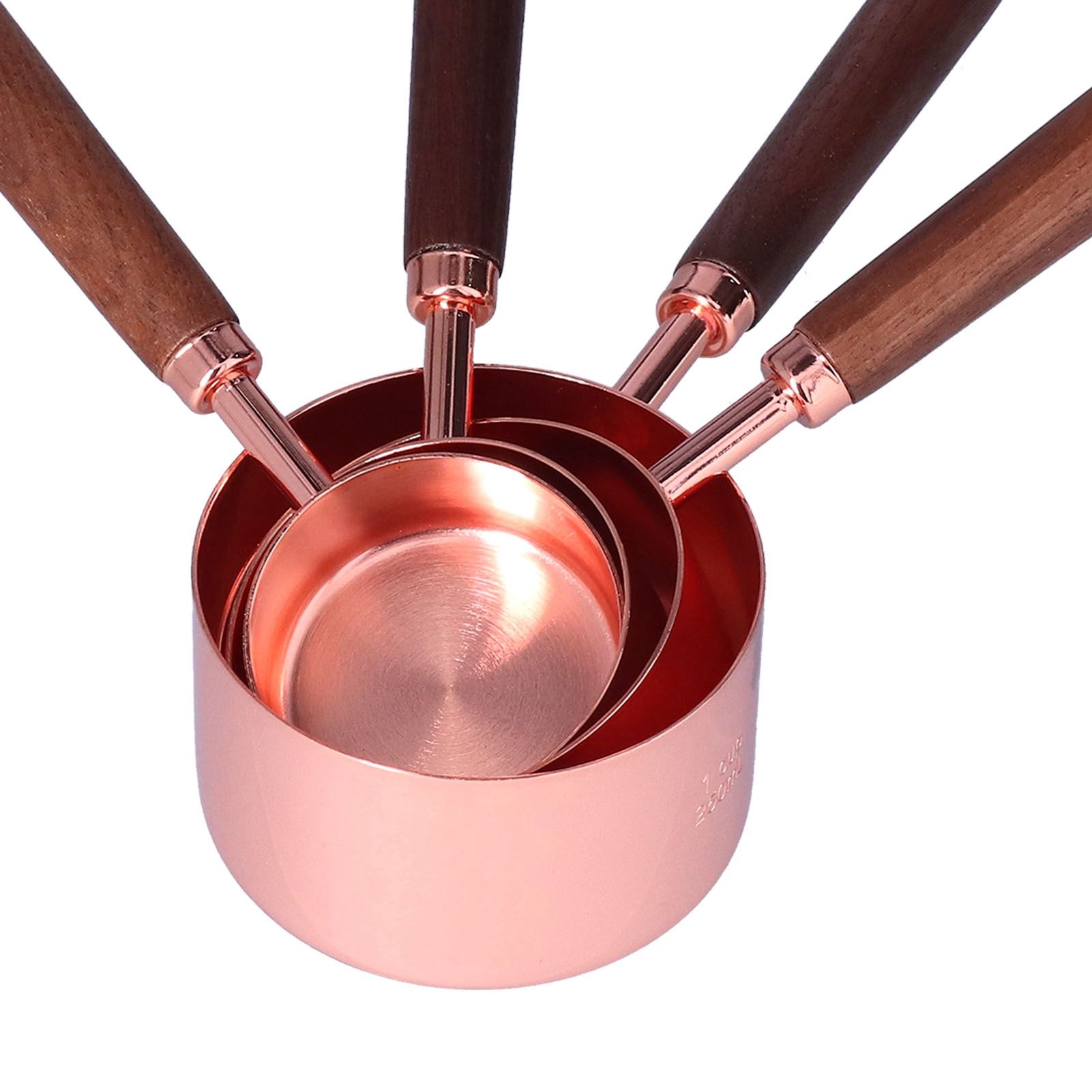 4Pcs Measuring Cups and Spoons Set with Copper Plated Handle Baking Tool for view 13